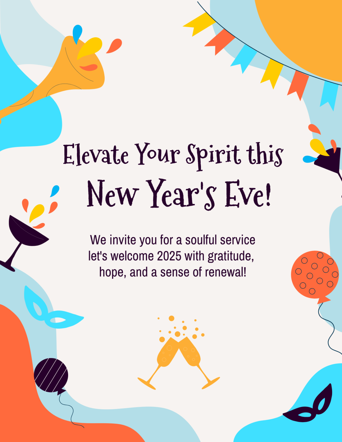 Free New Year Invitation Flyer Template - Edit Online & Download