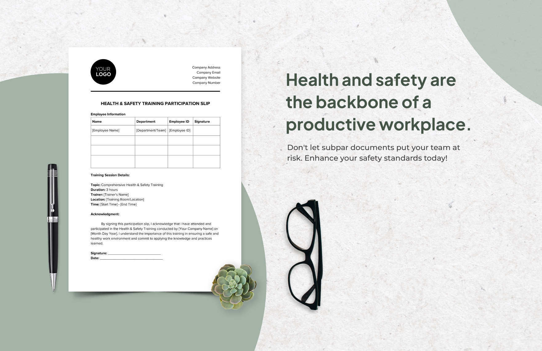 Health & Safety Training Participation Slip Template