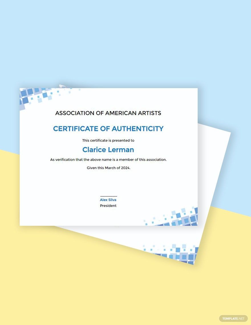 Free Modern Artist Authenticity Certificate Template