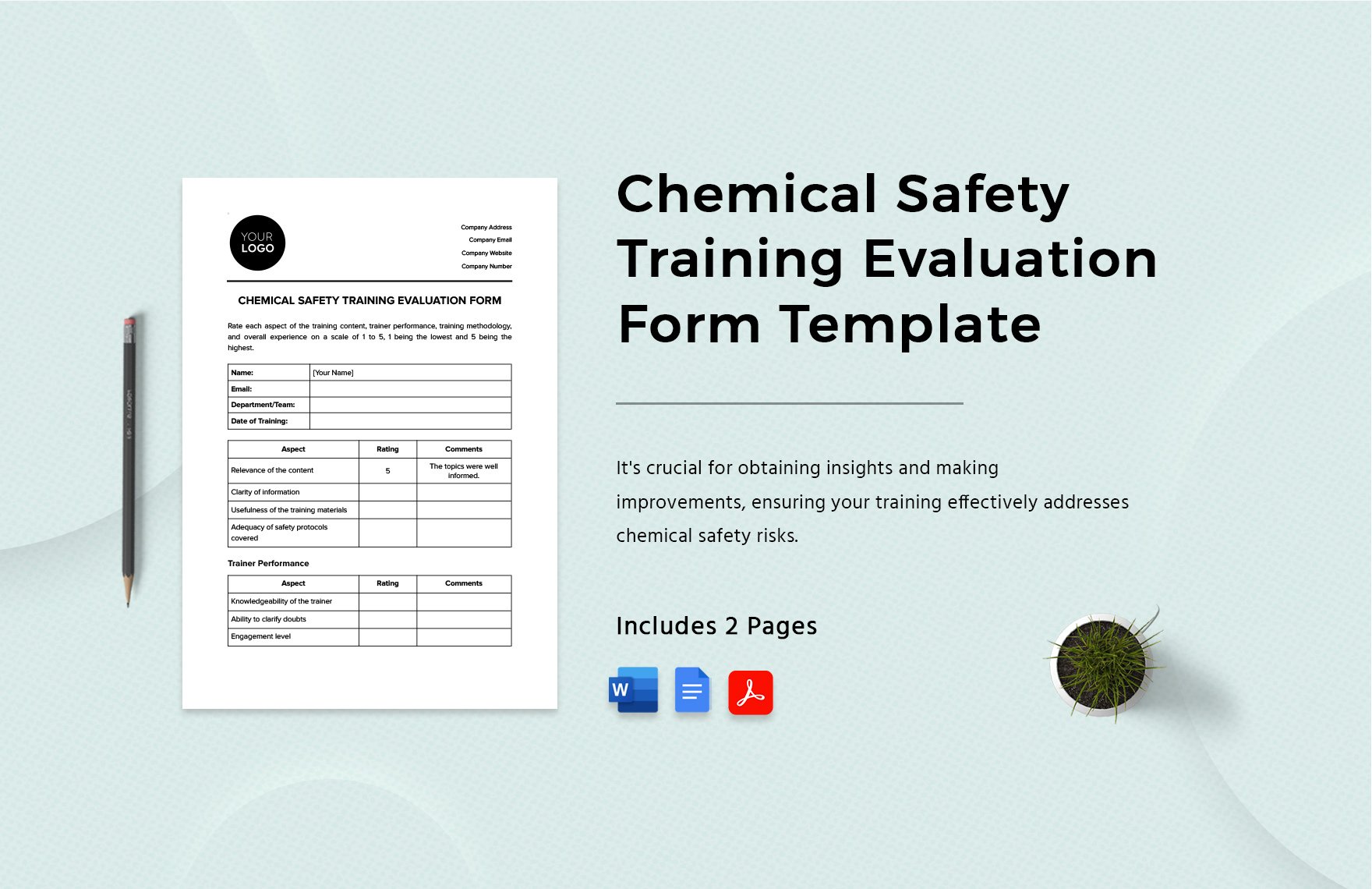 Chemical Safety Training Evaluation Form Template in Word, Google Docs, PDF