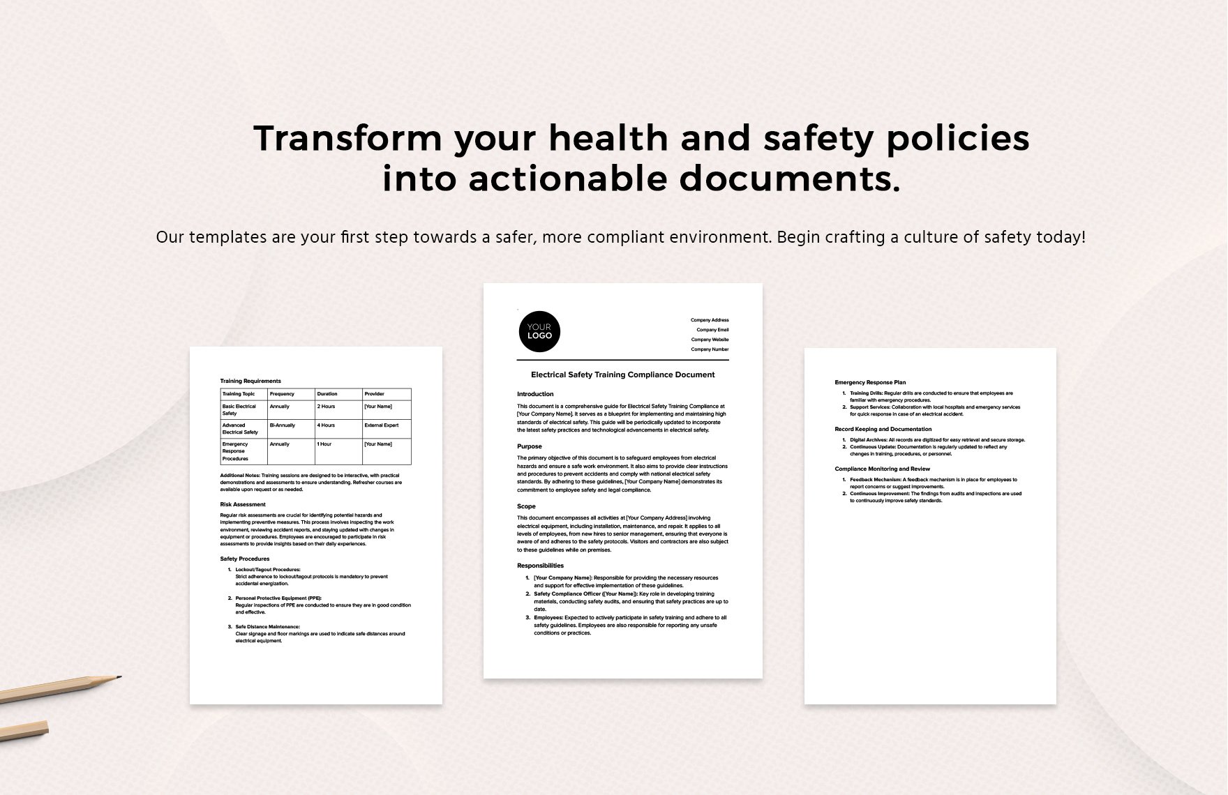 Electrical Safety Training Compliance Document Template
