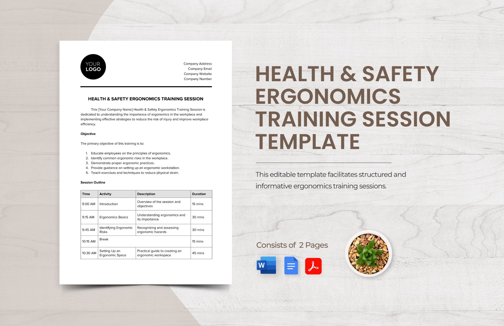 Health & Safety Ergonomics Training Session Template