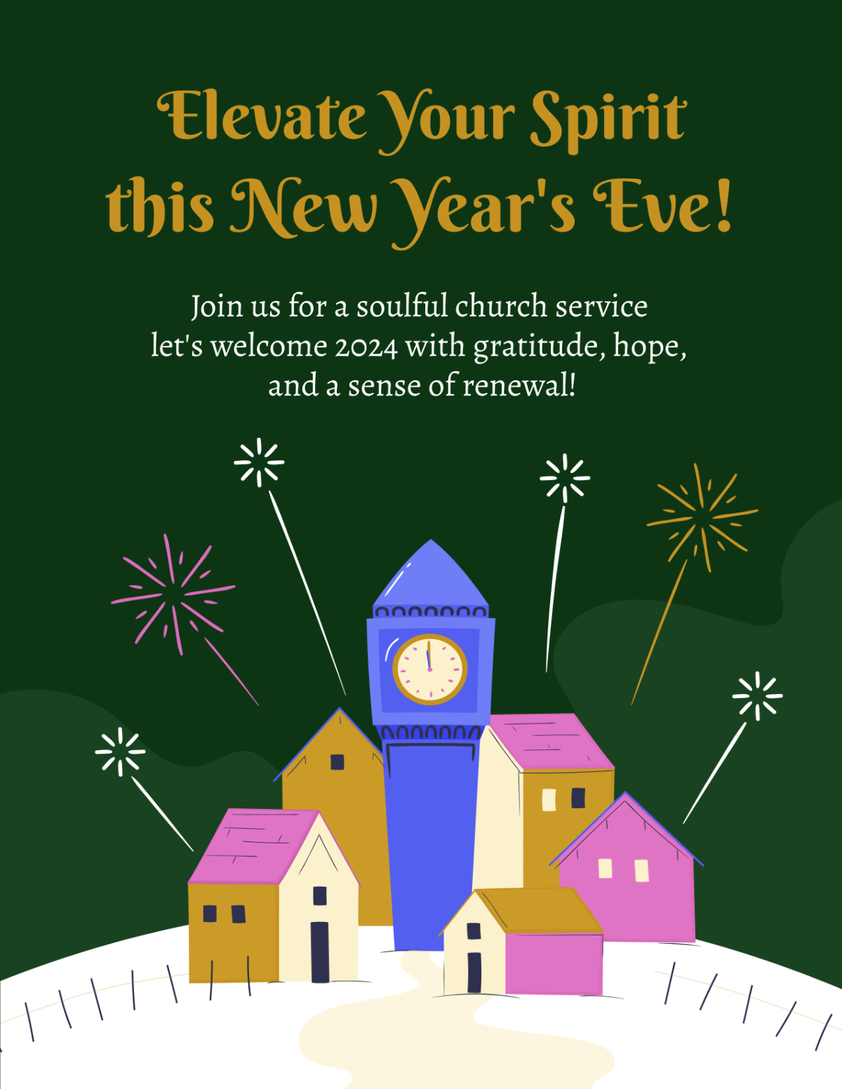 New Year's Eve Church Service Flyer Template