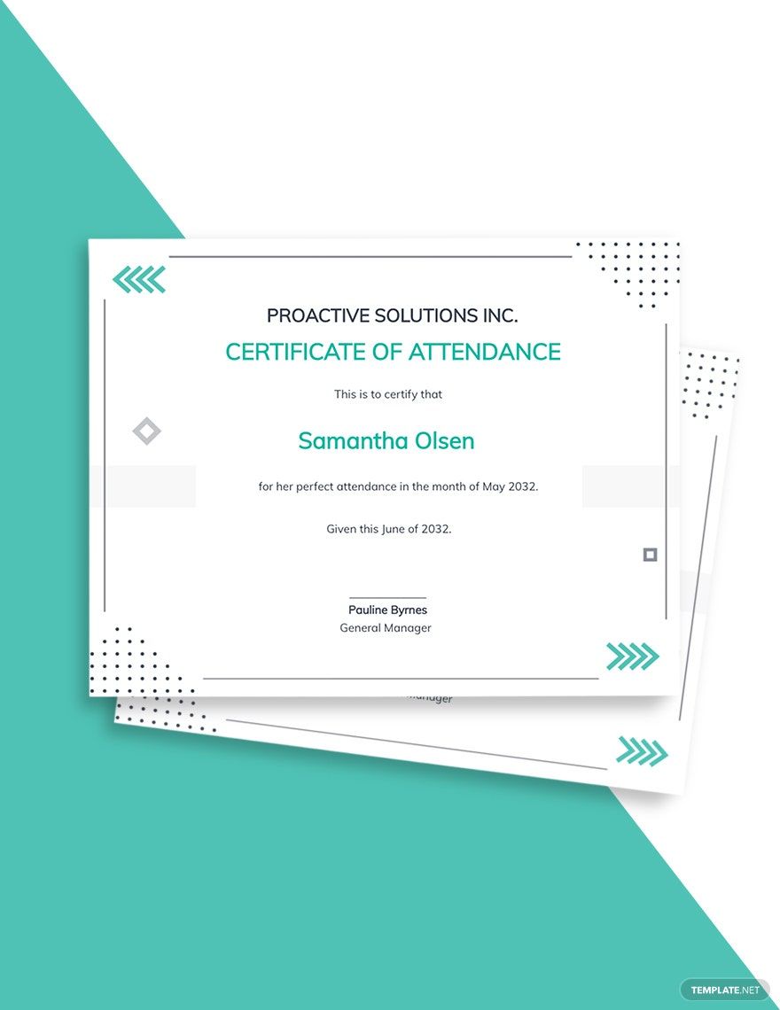 Free Perfect Attendance Certificate Template