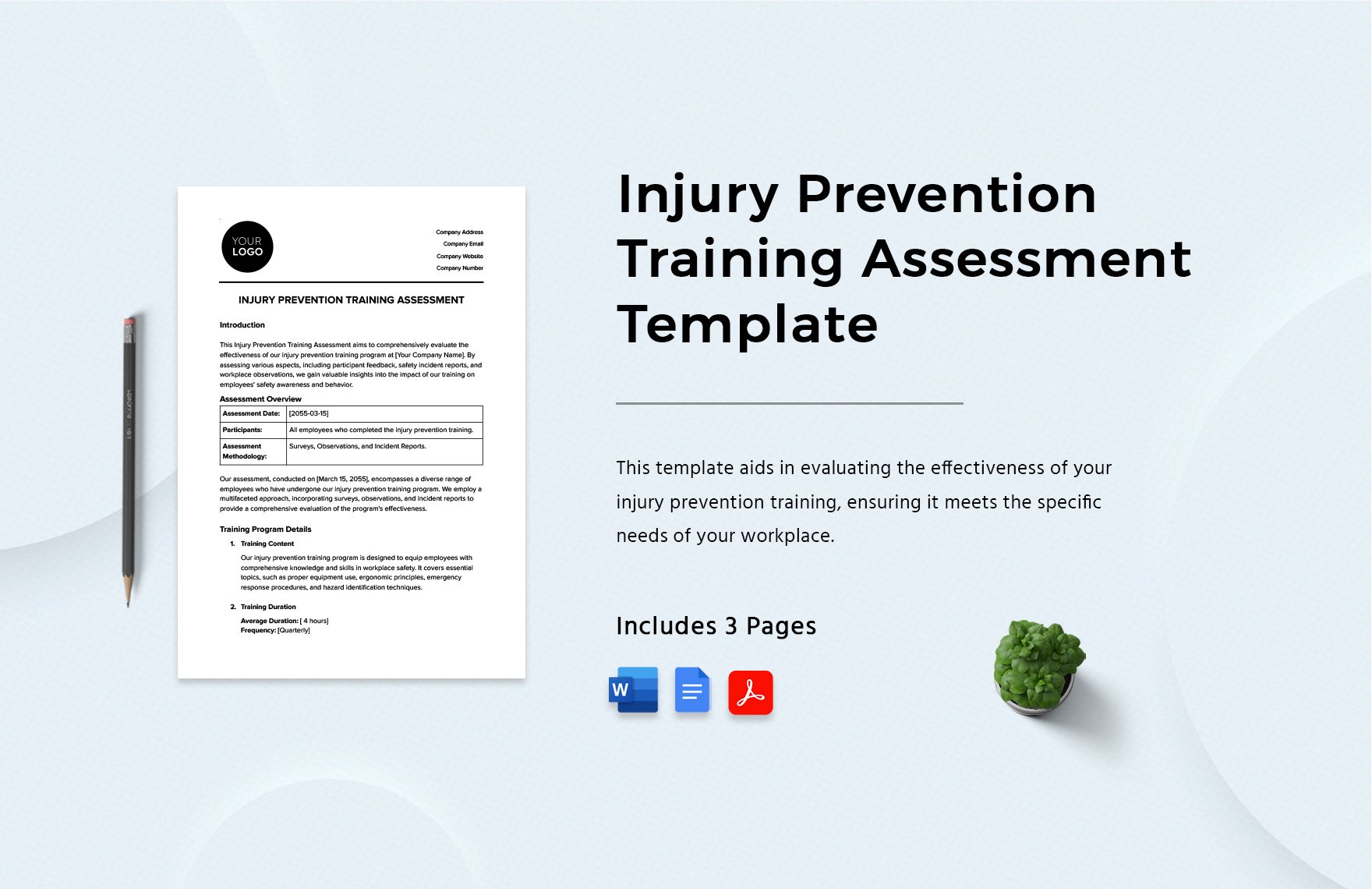 Injury Prevention Training Assessment Template in Word, Google Docs, PDF