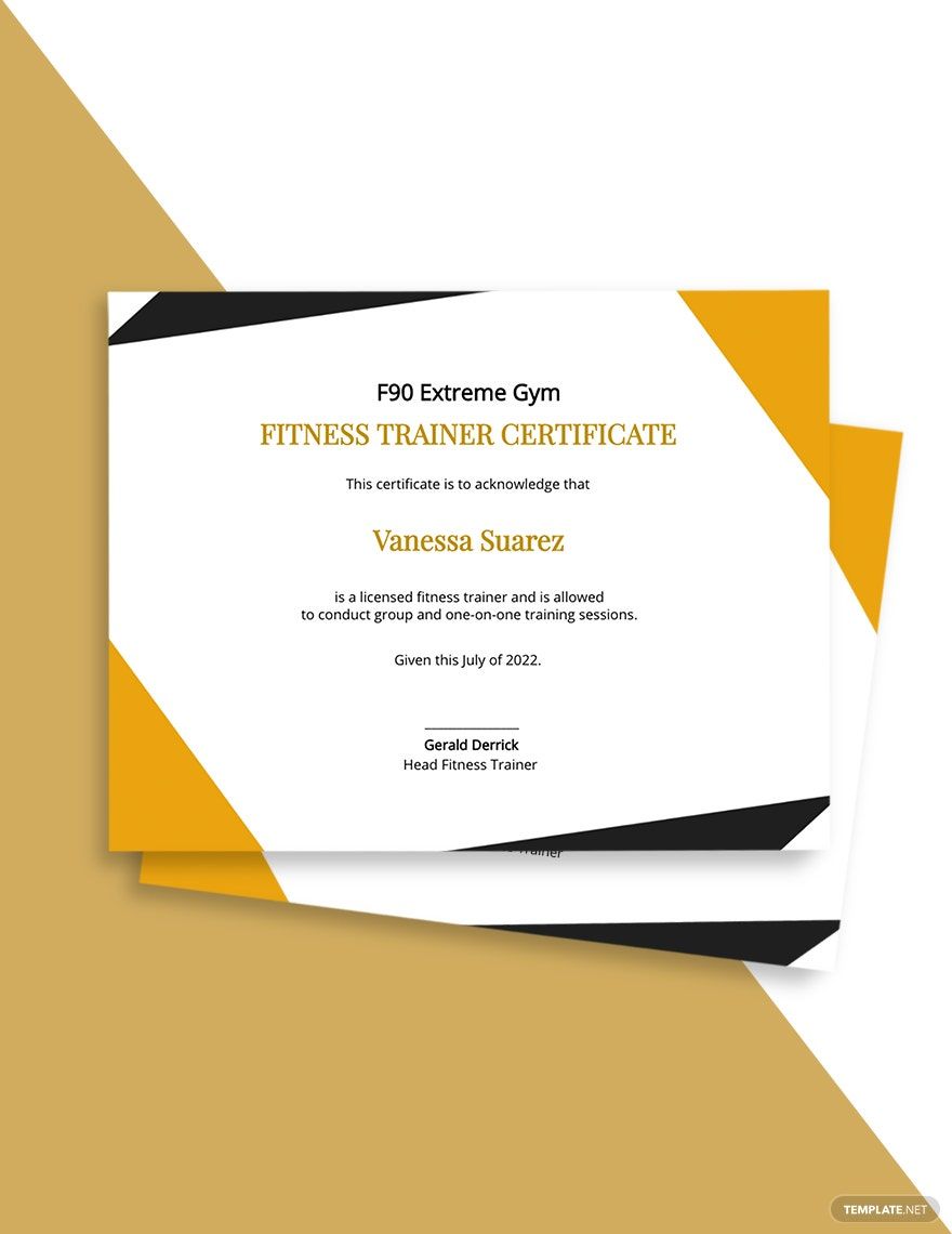 Personal Fitness Trainer Certificate Template