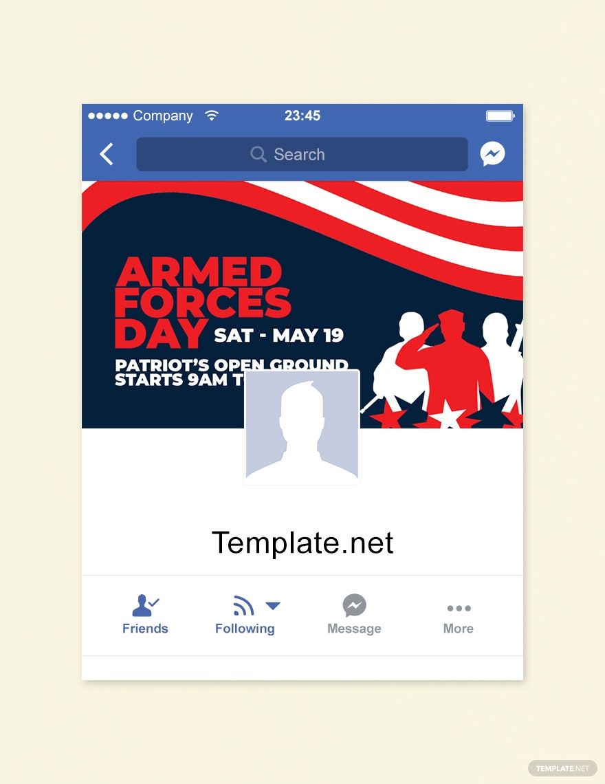 Free Armed Forces Day Facebook App Cover Template in PSD