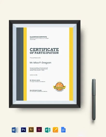 FREE Basketball Certificate Template Download in Word Google Docs