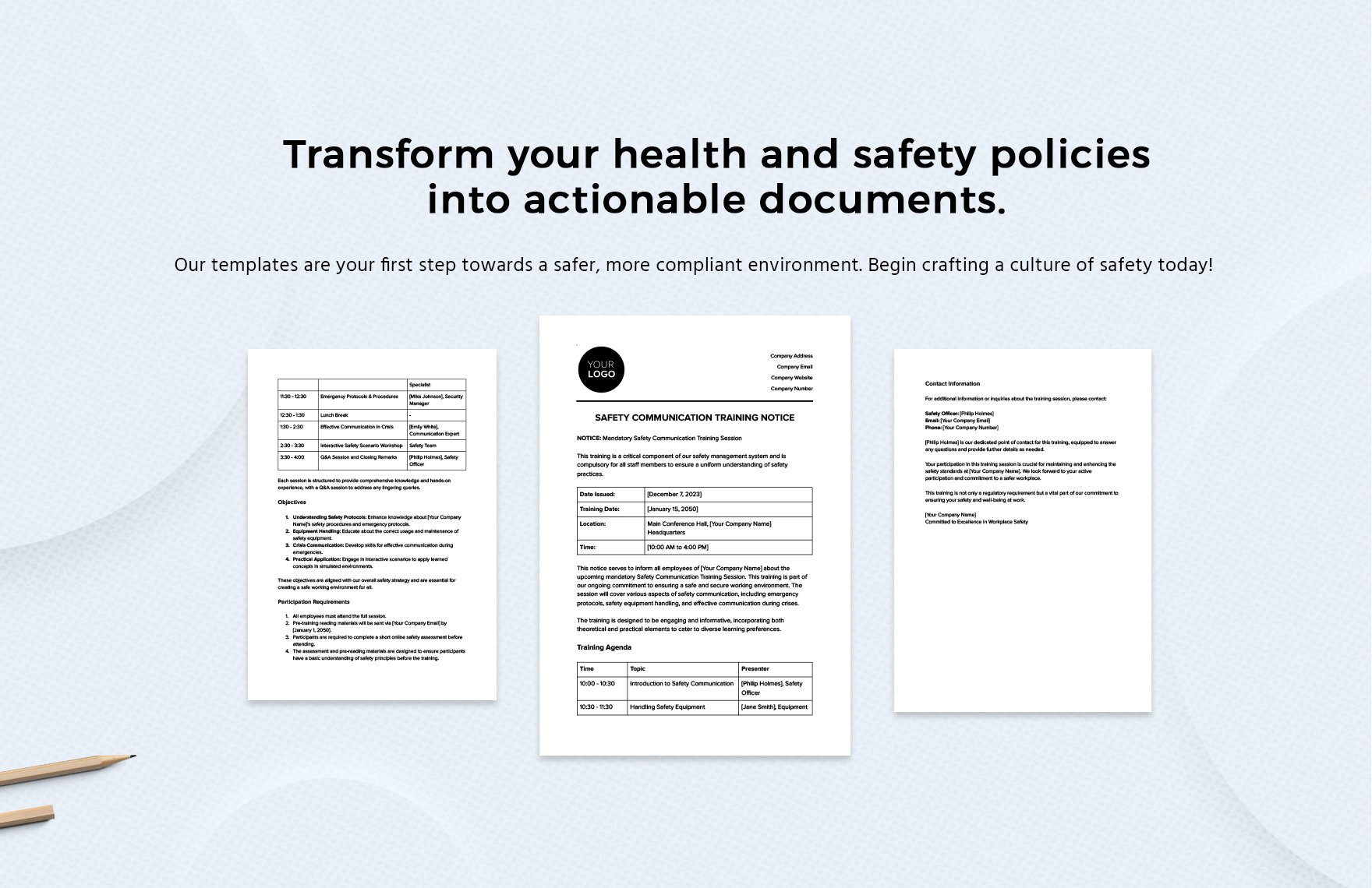 Safety Communication Training Notice Template