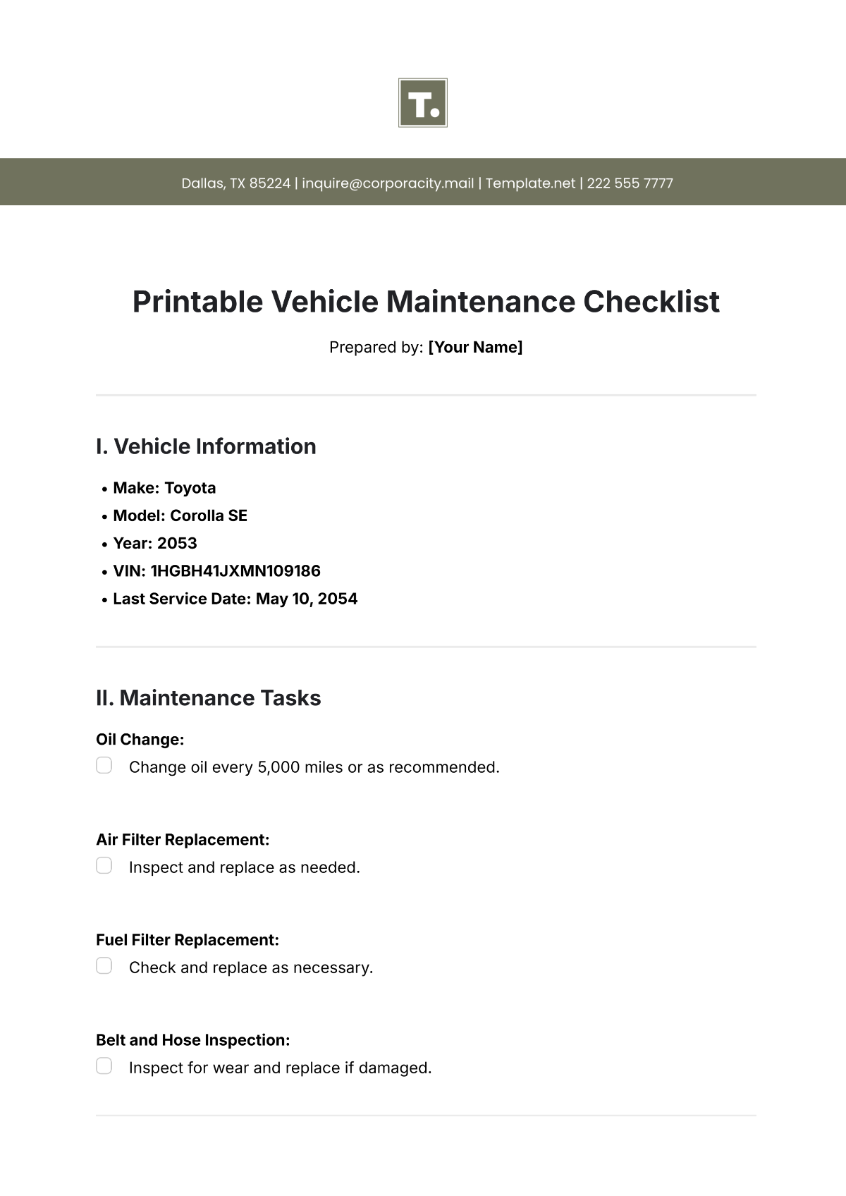 Free Daily Preventive Maintenance Checklist Template To Edit Online