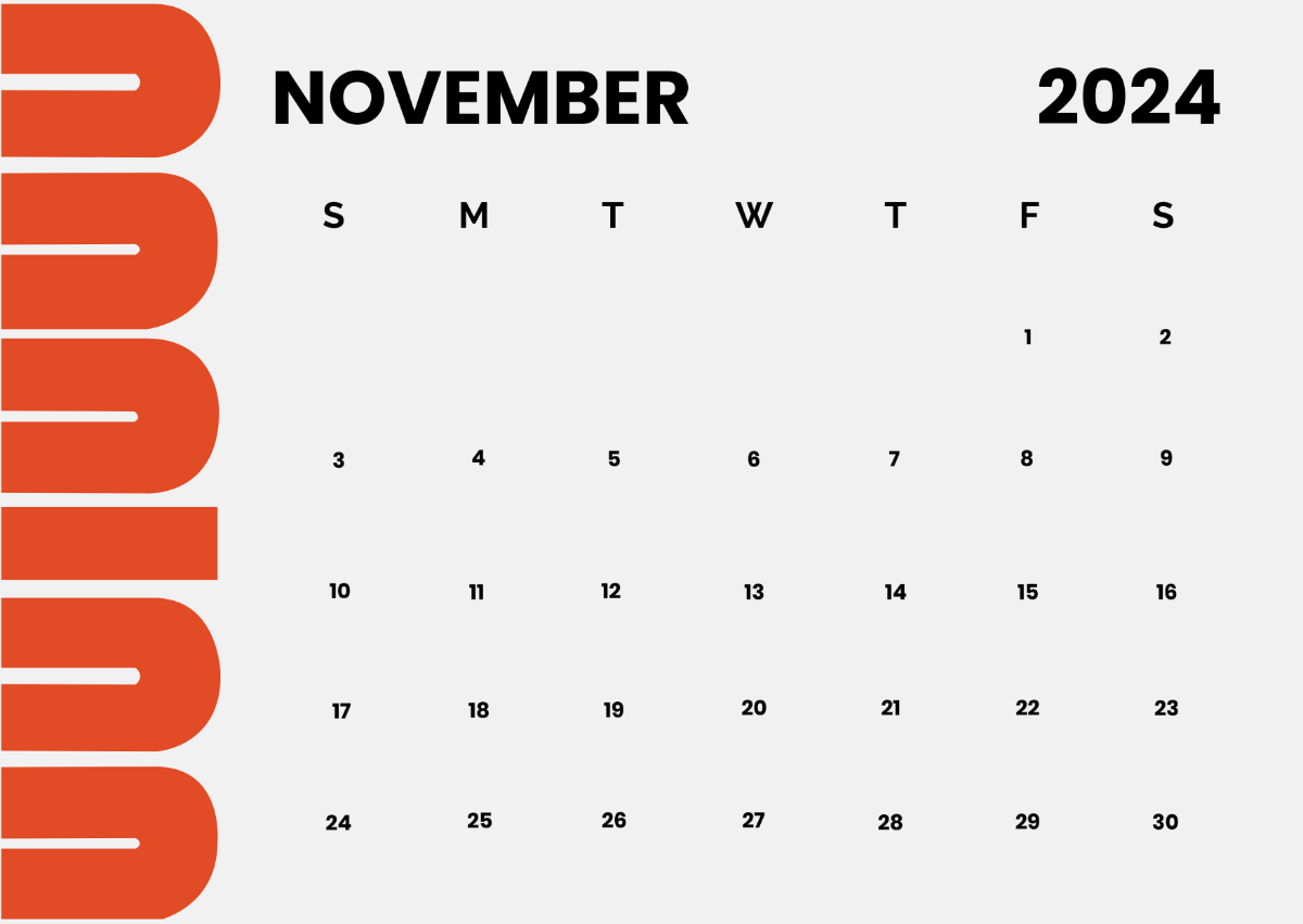 November Calendar 2024 Template