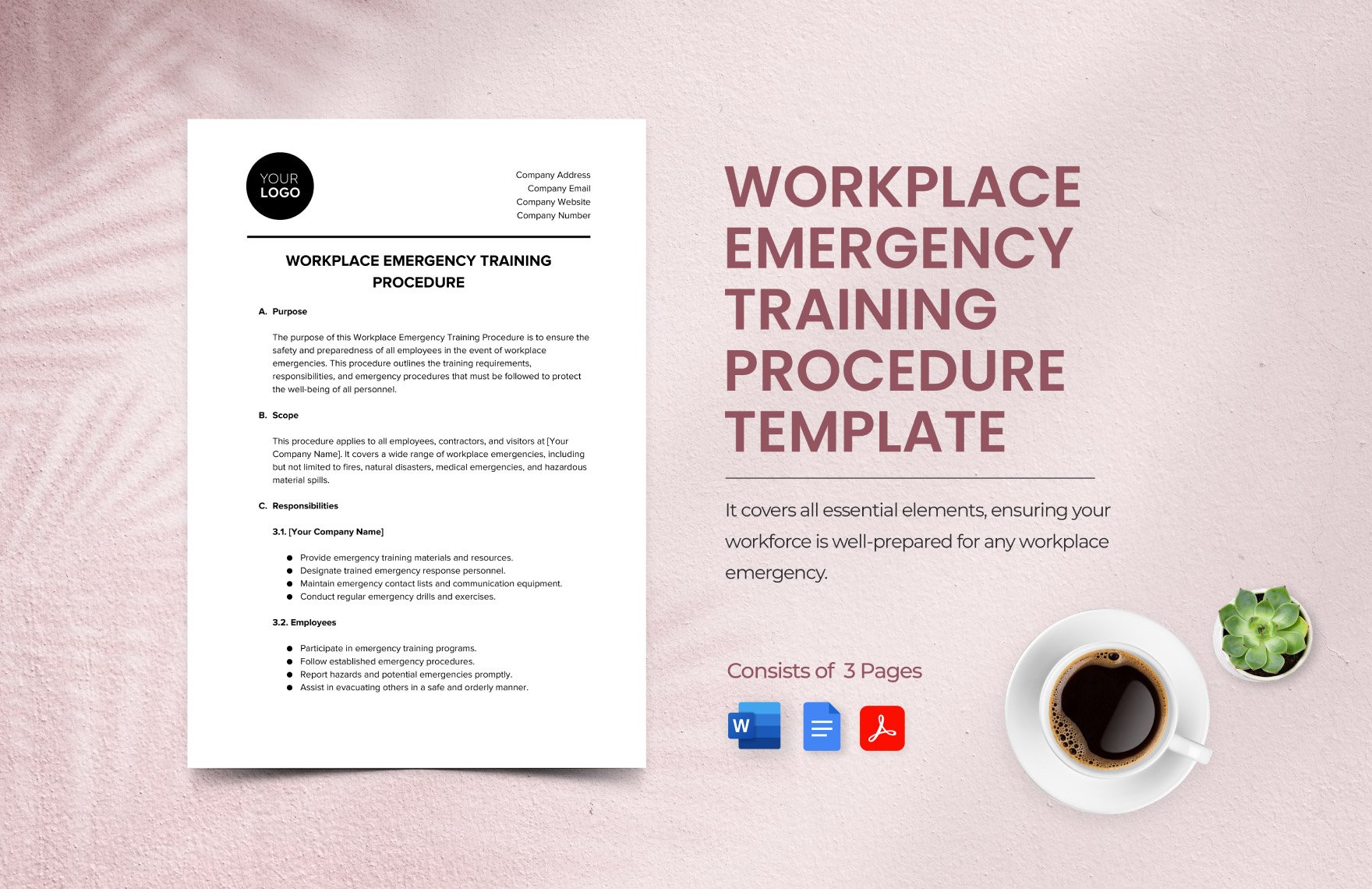 Workplace Emergency Training Procedure Template in Word, Google Docs, PDF