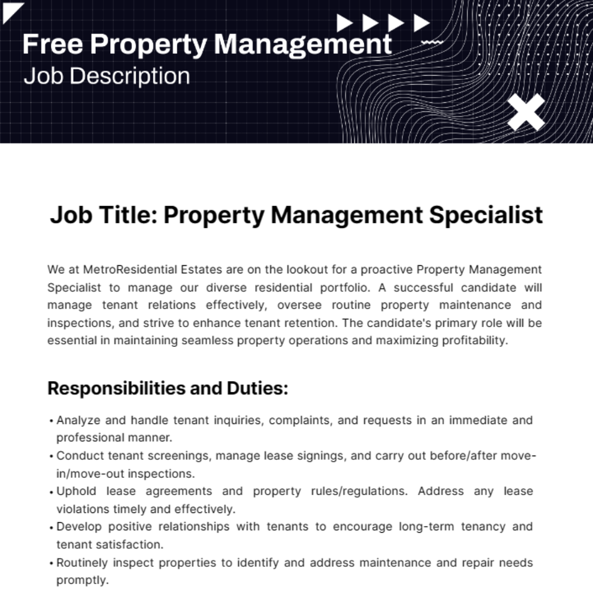 Free Property Management Job Description Template