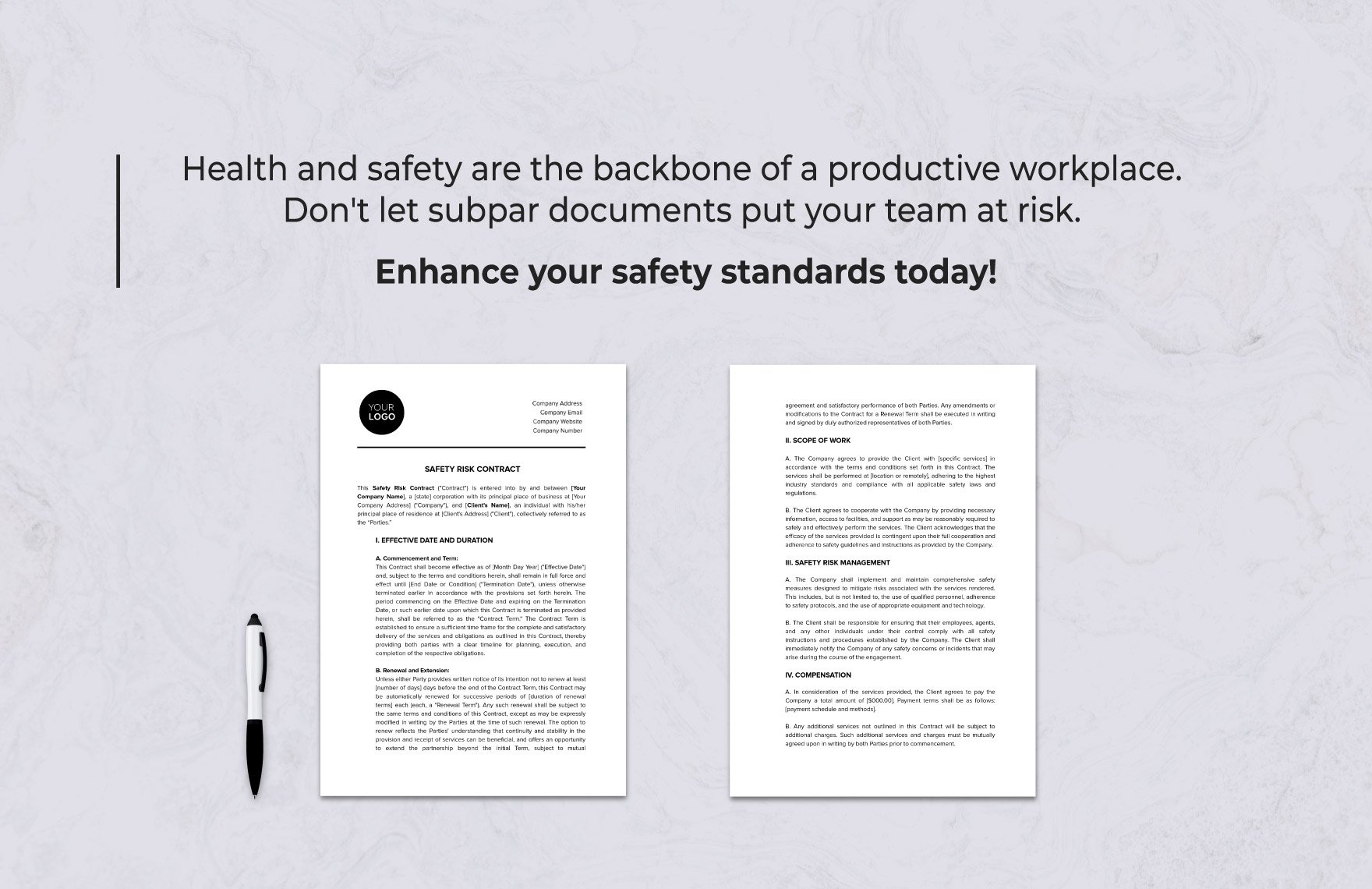 Safety Risk Contract Template