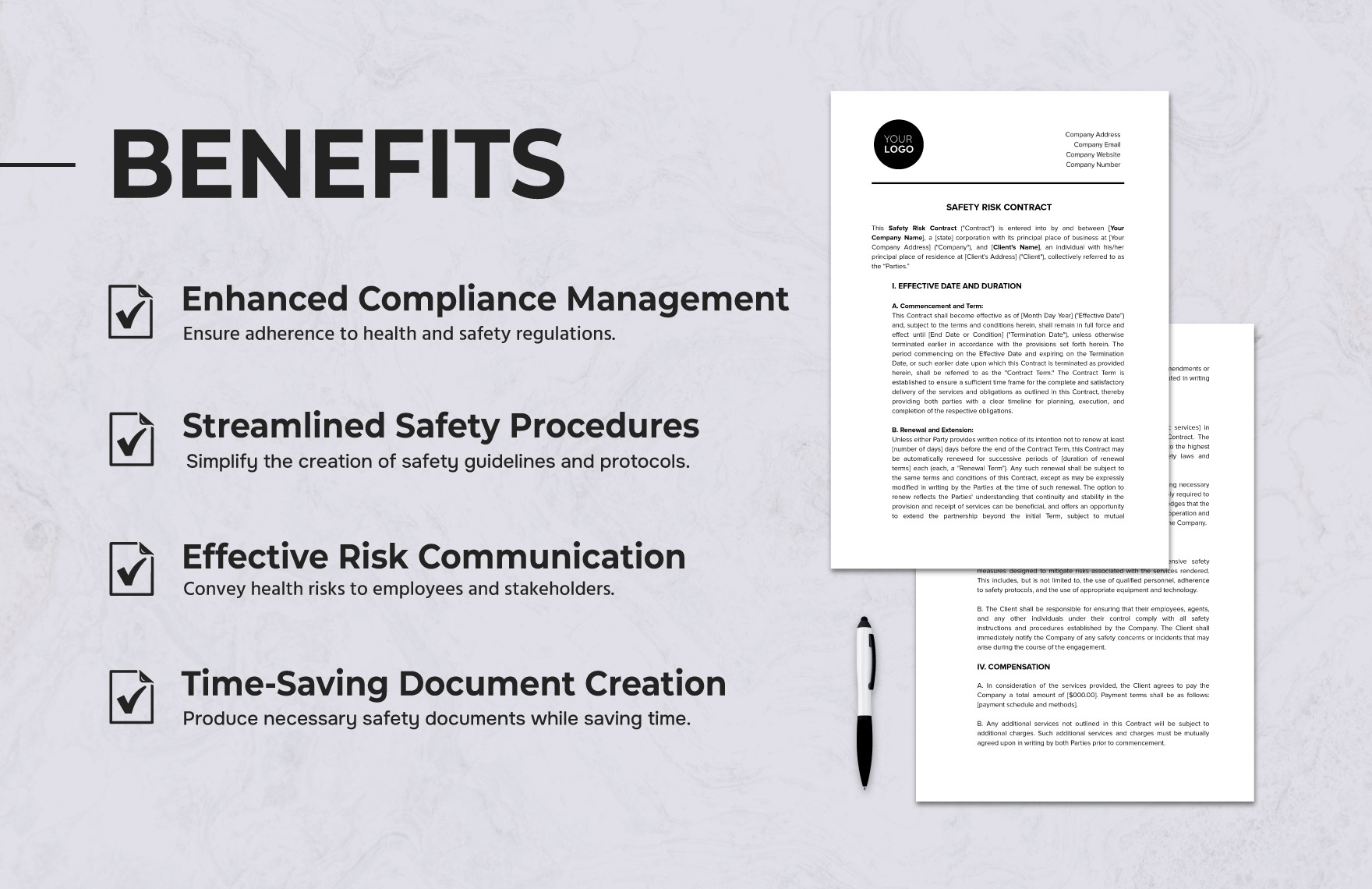 Safety Risk Contract Template