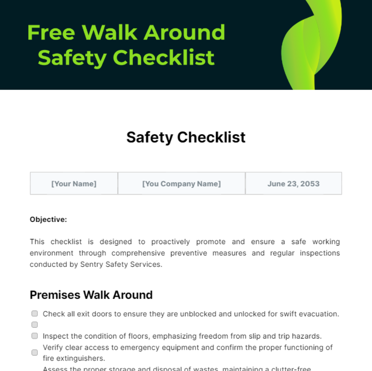Safety Walk Checklist Template Prntbl concejomunicipaldechinu gov co