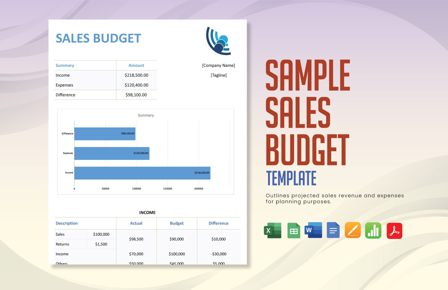 Sample Sales Budget Template in Word, Google Docs, Excel, PDF, Google Sheets, Apple Pages, Apple Numbers