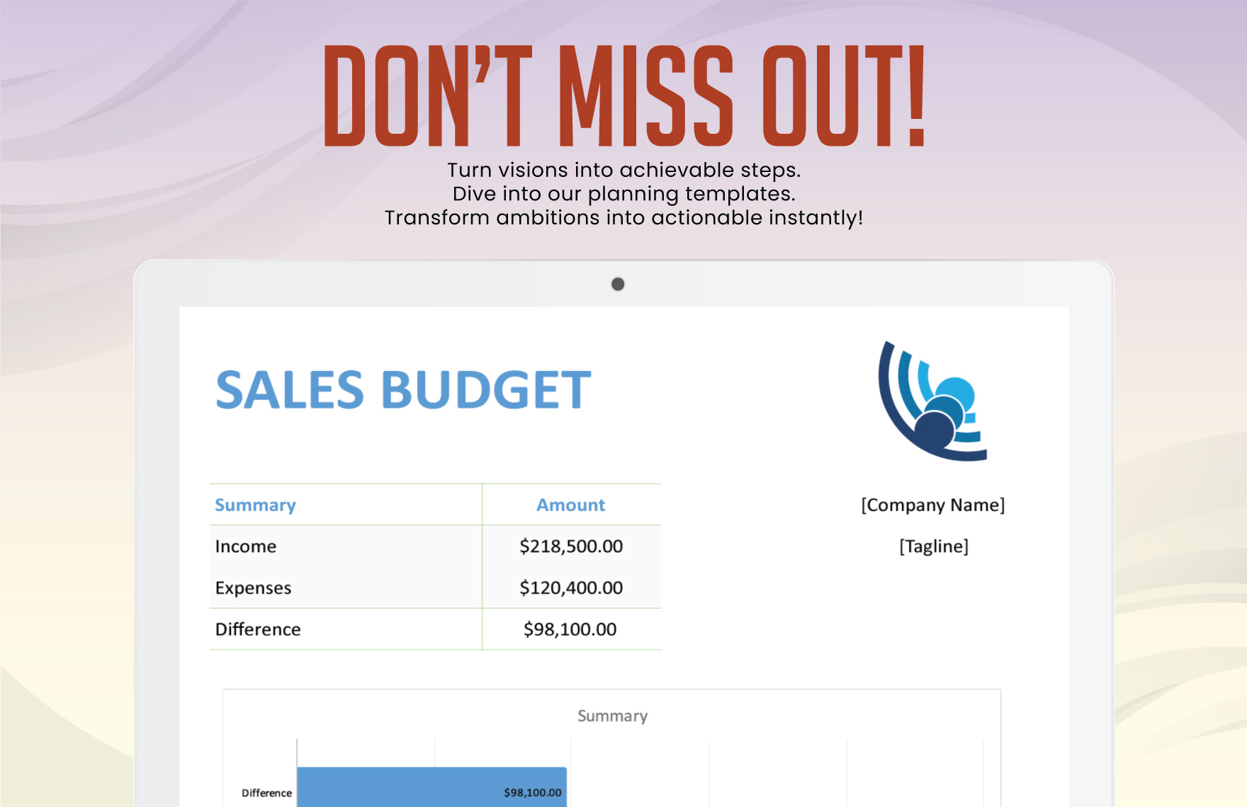 Sample Sales Budget Template