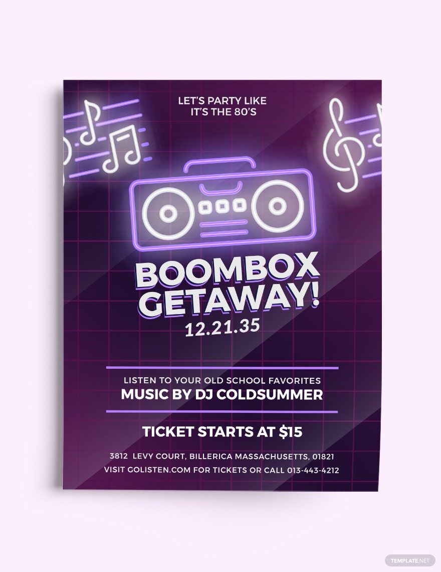80s Beat Box Music Flyer Template