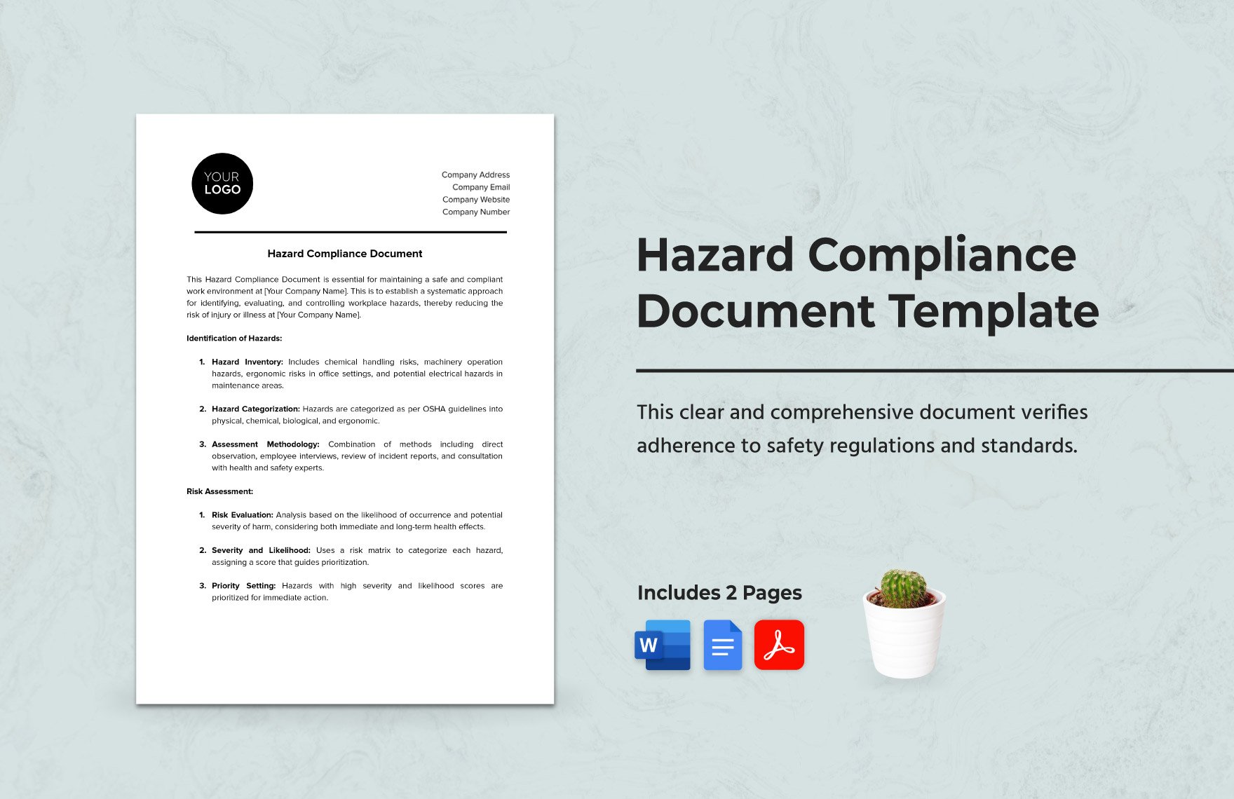 Hazard Compliance Document Template in Word, Google Docs, PDF