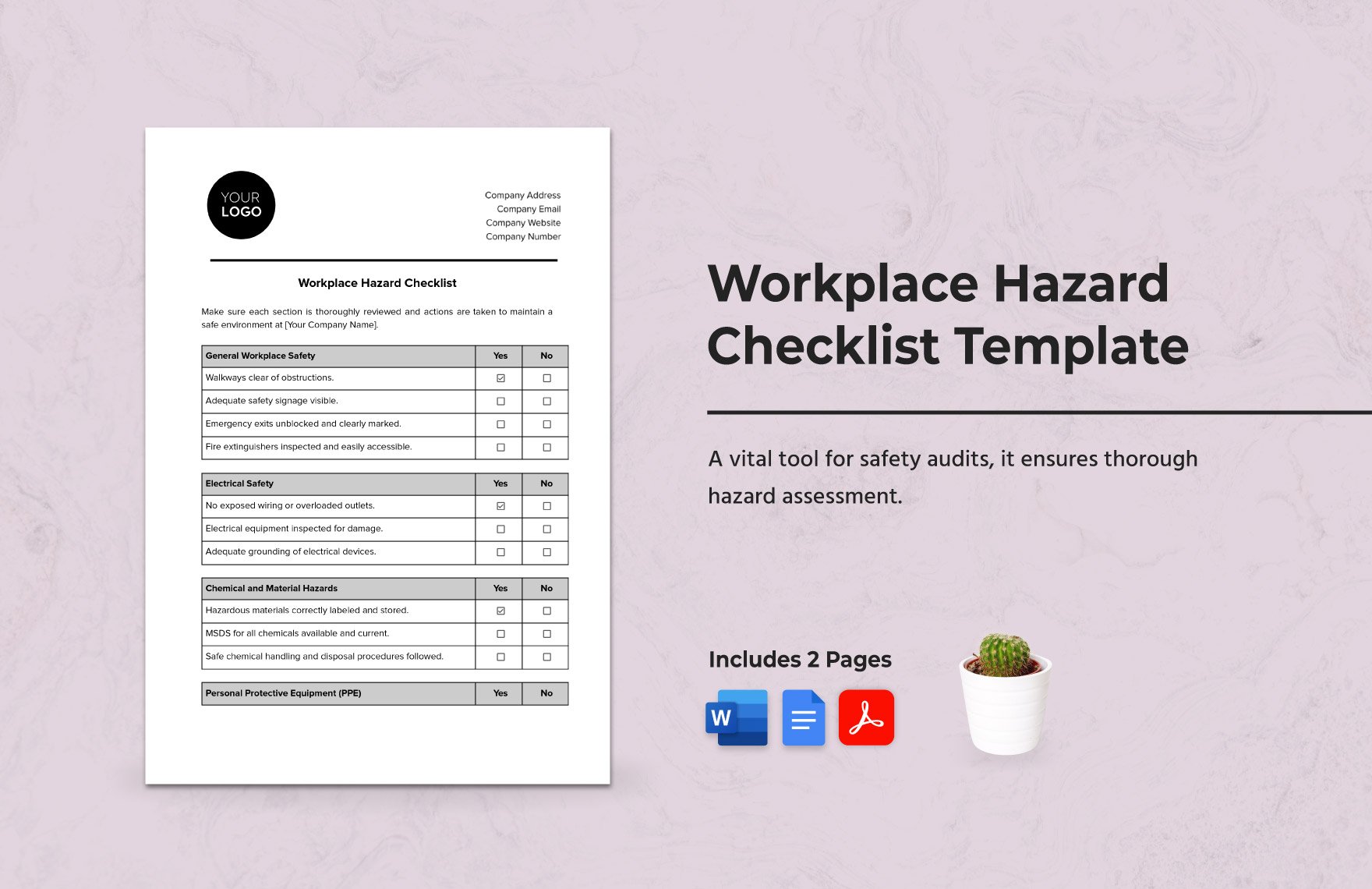 Workplace Hazard Checklist Template in Word, Google Docs, PDF