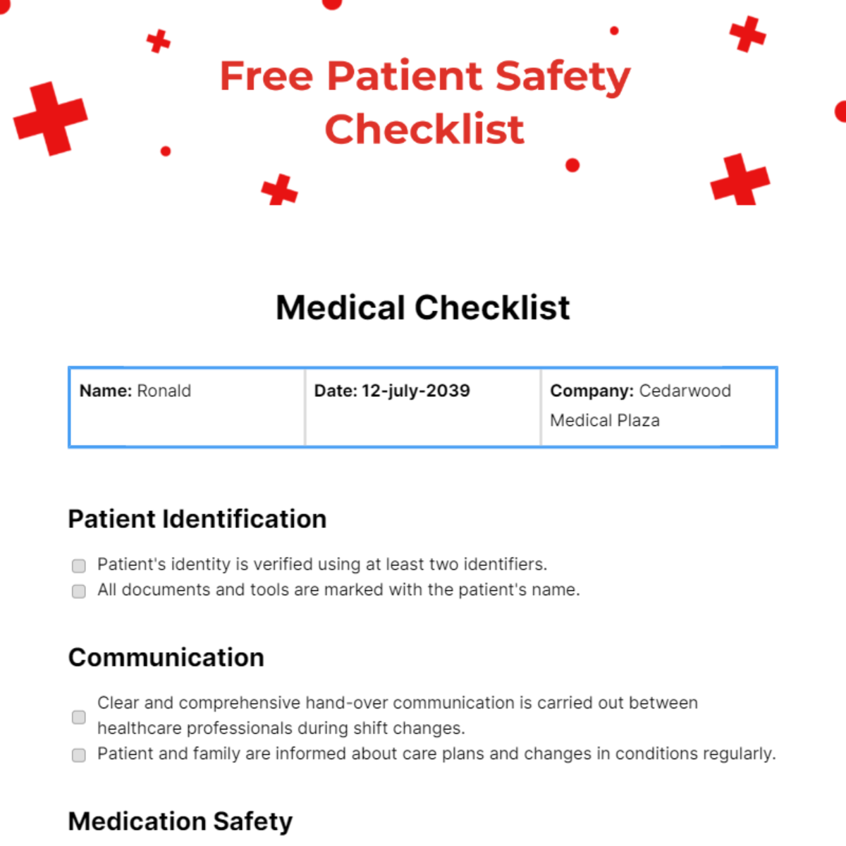 Free Medical Checklist Templates And Examples Edit Online And Download