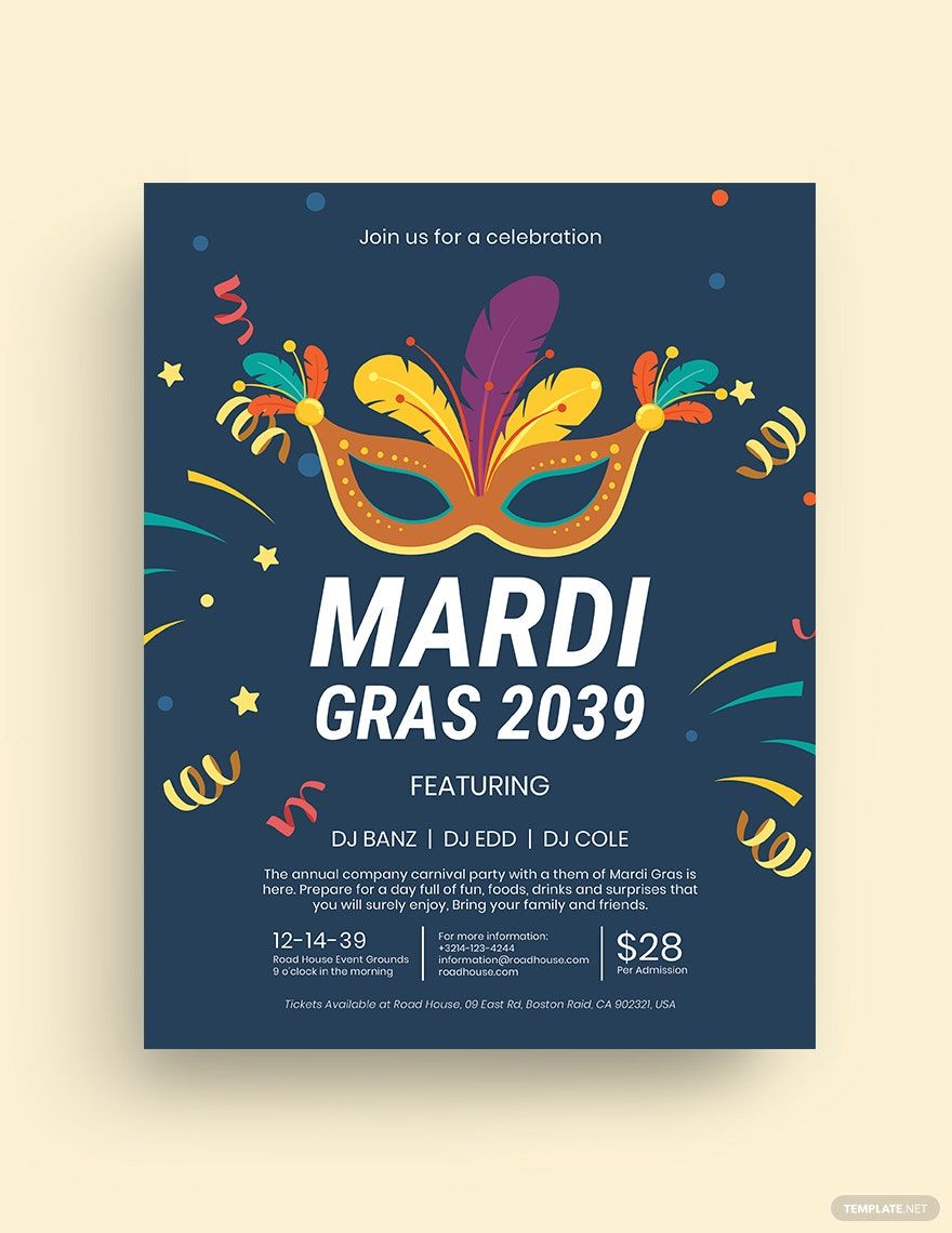 Free Carnival Mardi Gras Party Flyer Template