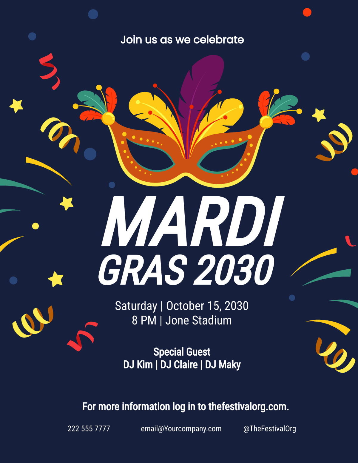 Carnival Mardi Gras Party Flyer Template