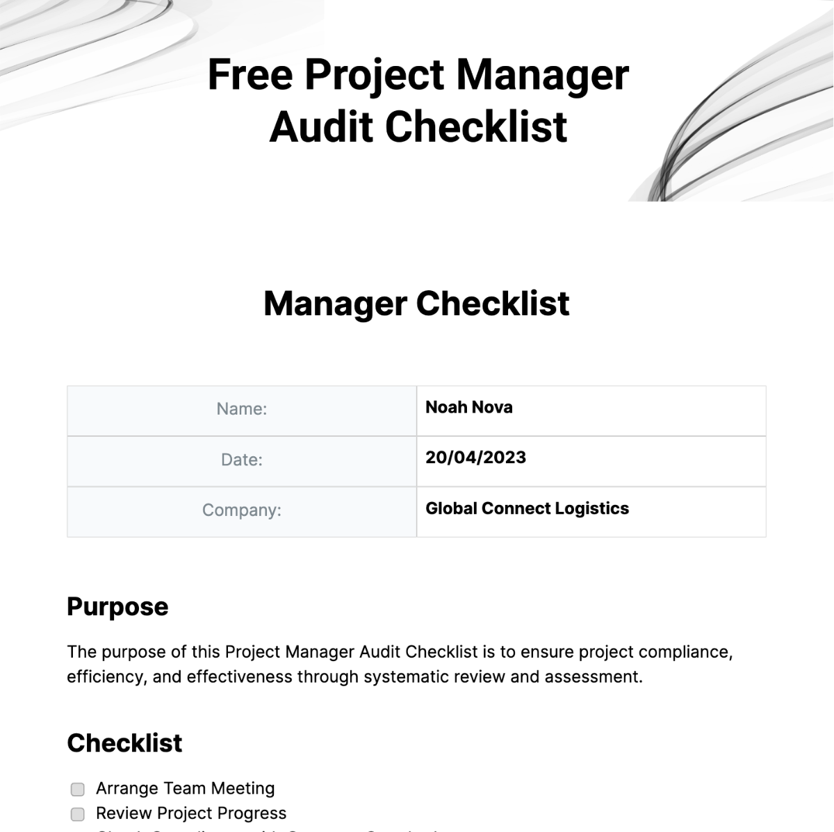 FREE Manager Checklist - Edit Online & Download | Template.net