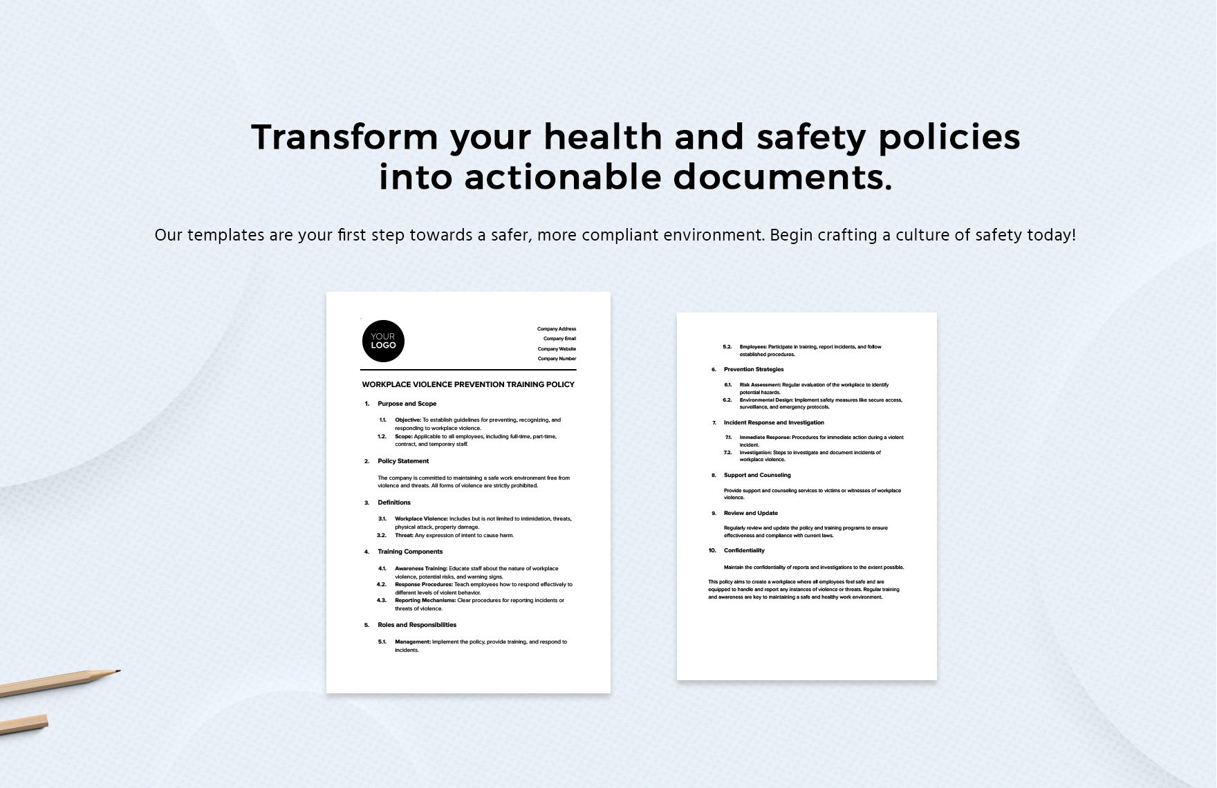 Workplace Violence Prevention Training Policy Template
