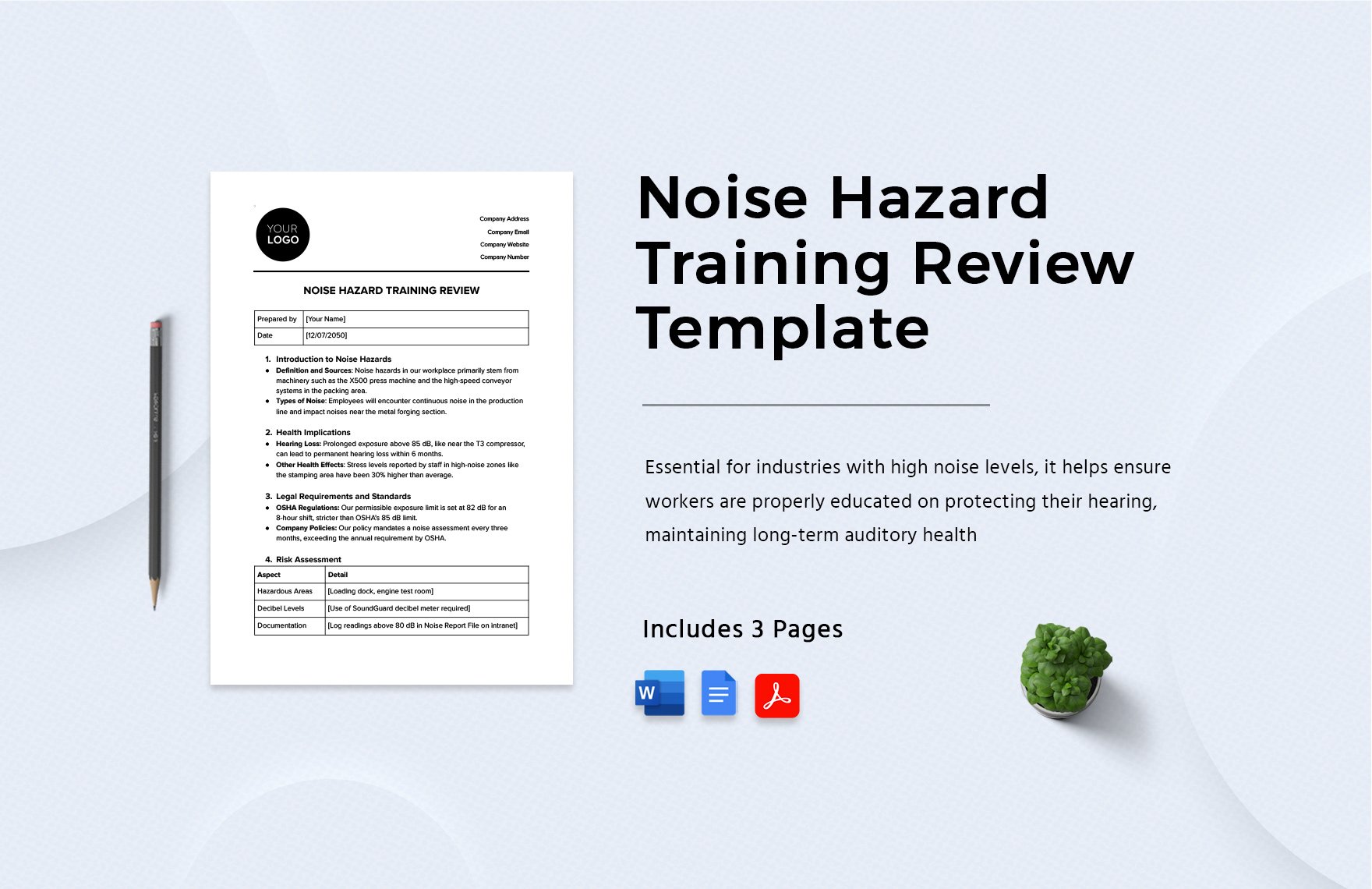 Noise Hazard Training Review Template