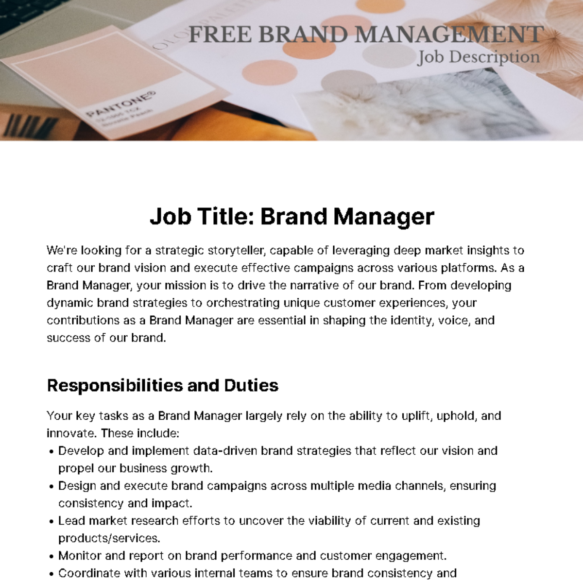 Brand Management Job Description Template