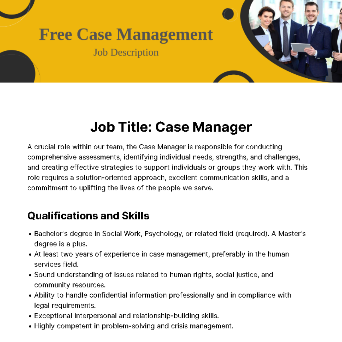 Case Management Job Description Template Edit Online Download 