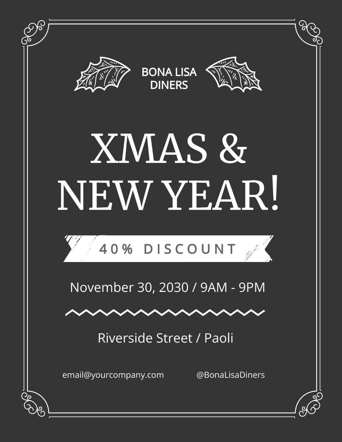 Christmas New Year Chalk Flyer Template