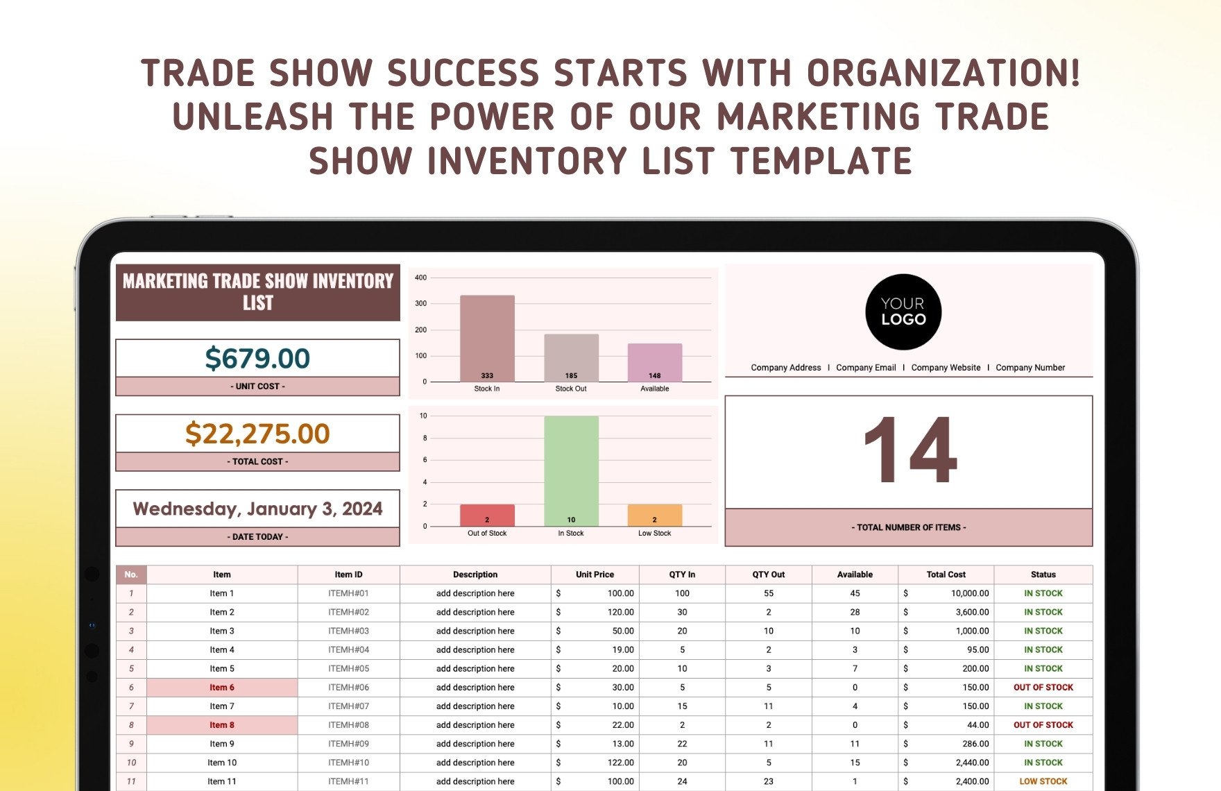 Marketing Trade Show Inventory List Template