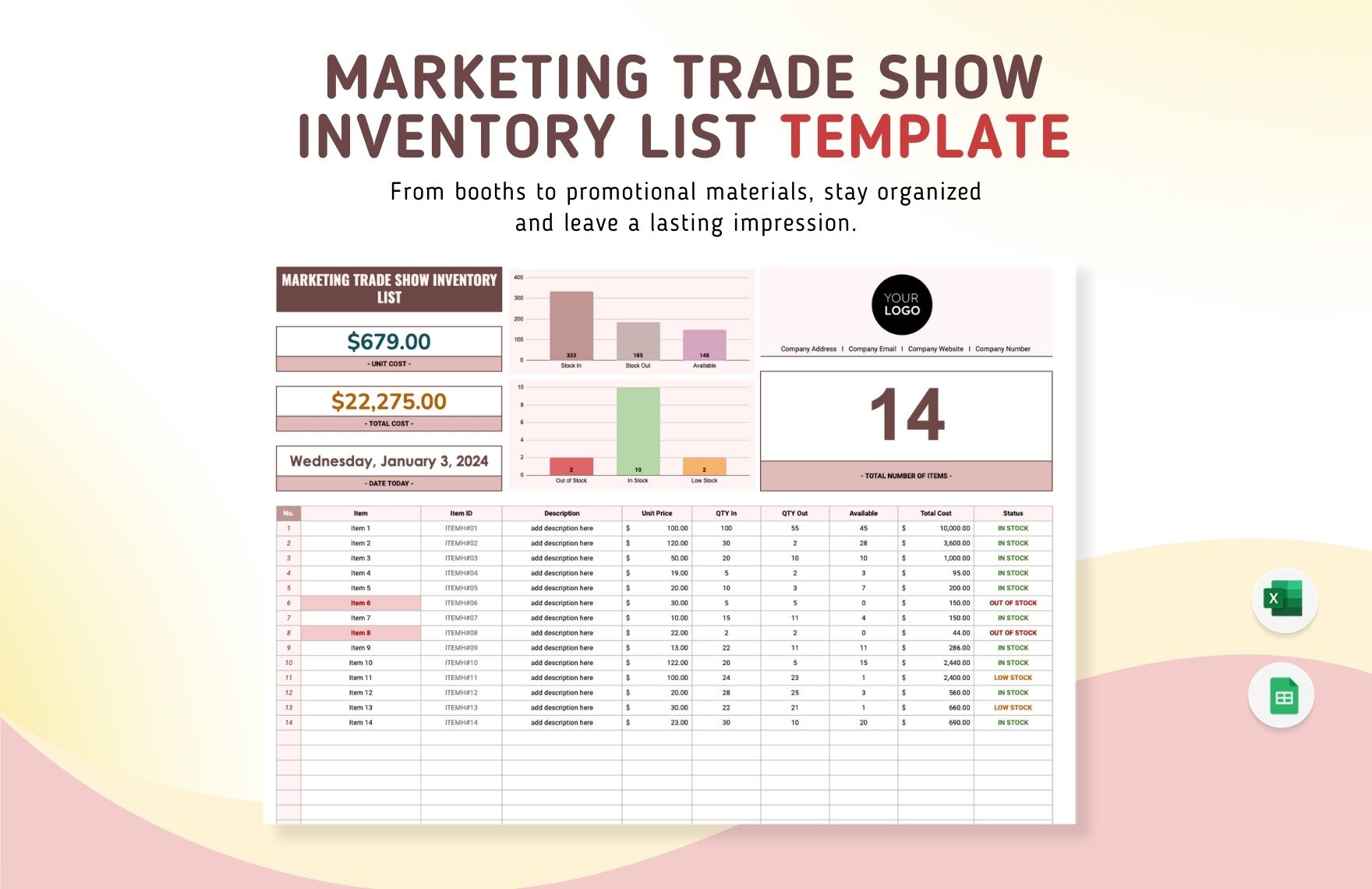 Marketing Trade Show Inventory List Template
