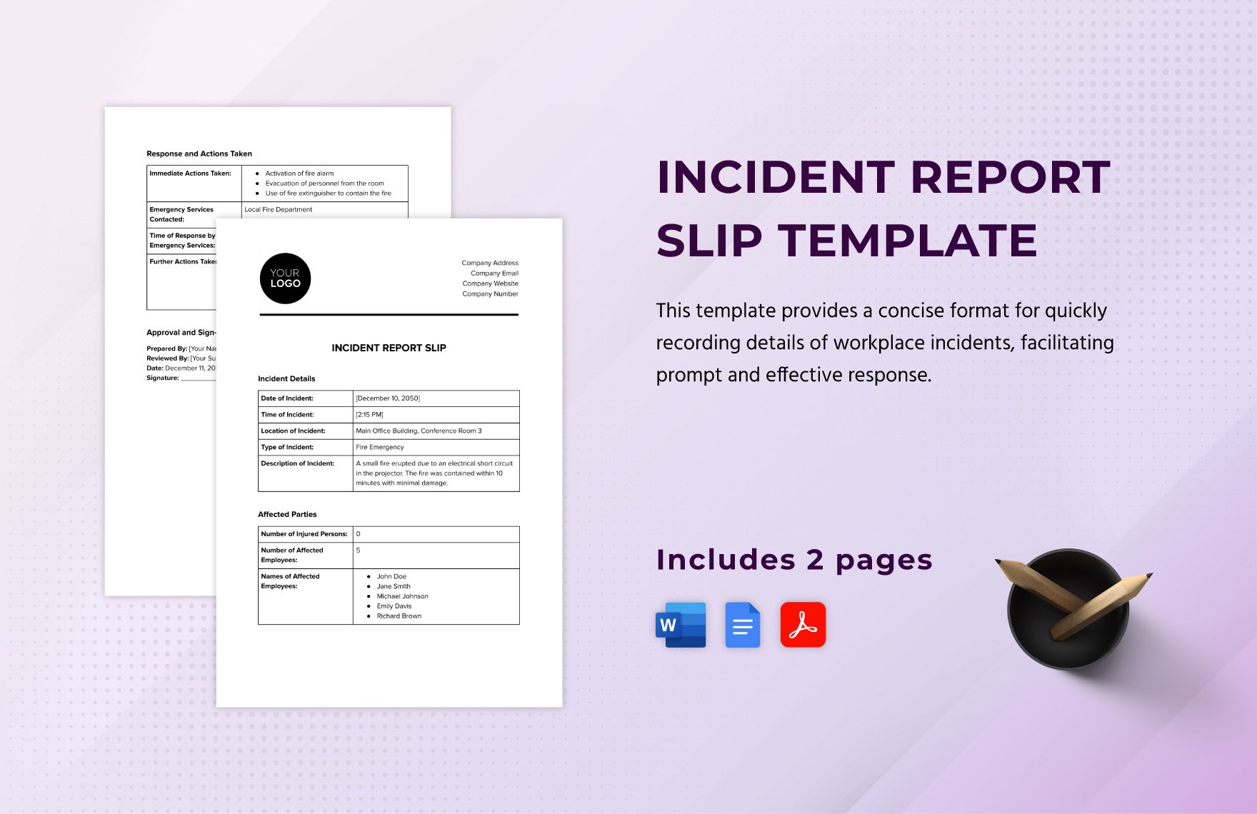 Incident Report Slip Template