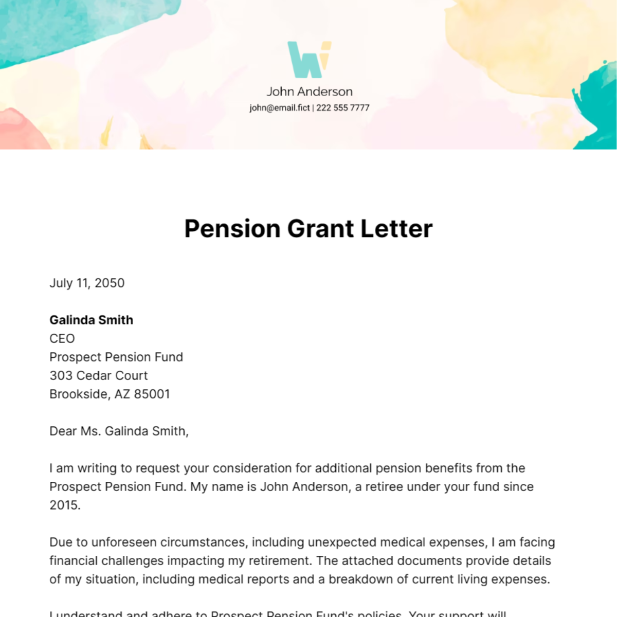Pension Grant Letter Template