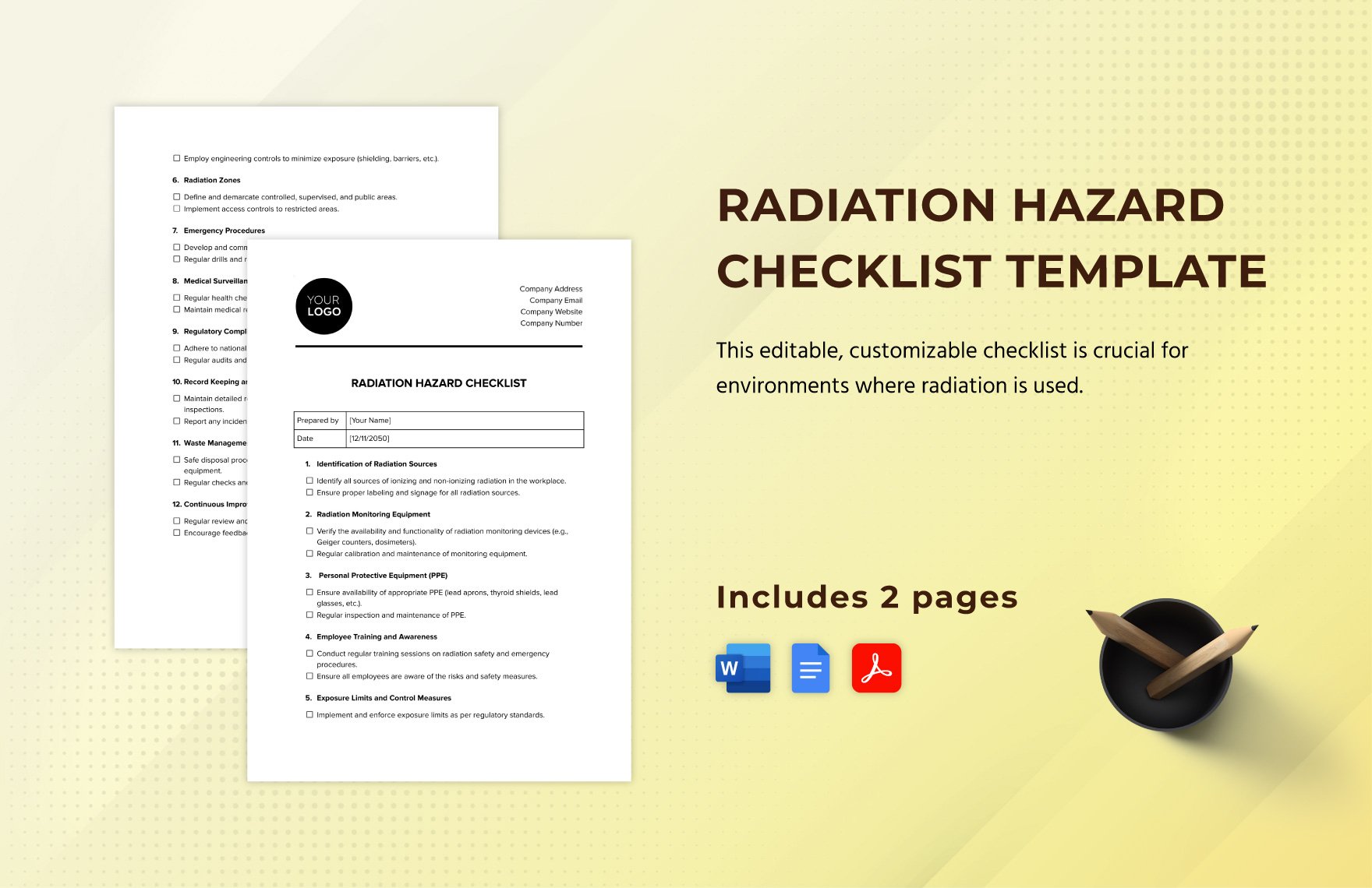 Radiation Hazard Checklist Template in Word, Google Docs, PDF
