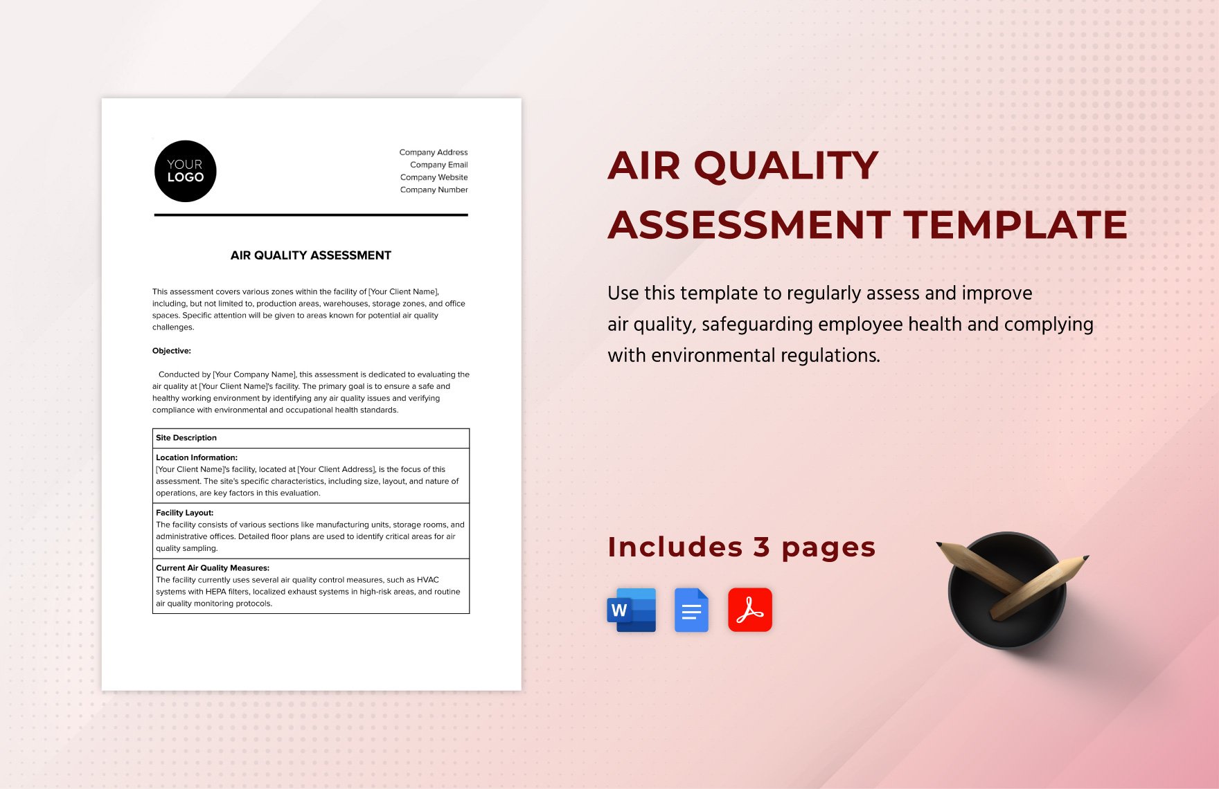 Air Quality Assessment Template in Word, Google Docs, PDF