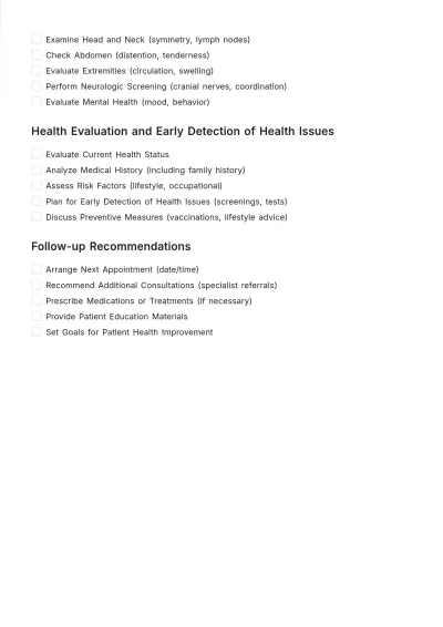 Free Medical Physical Exam Checklist Template to Edit Online