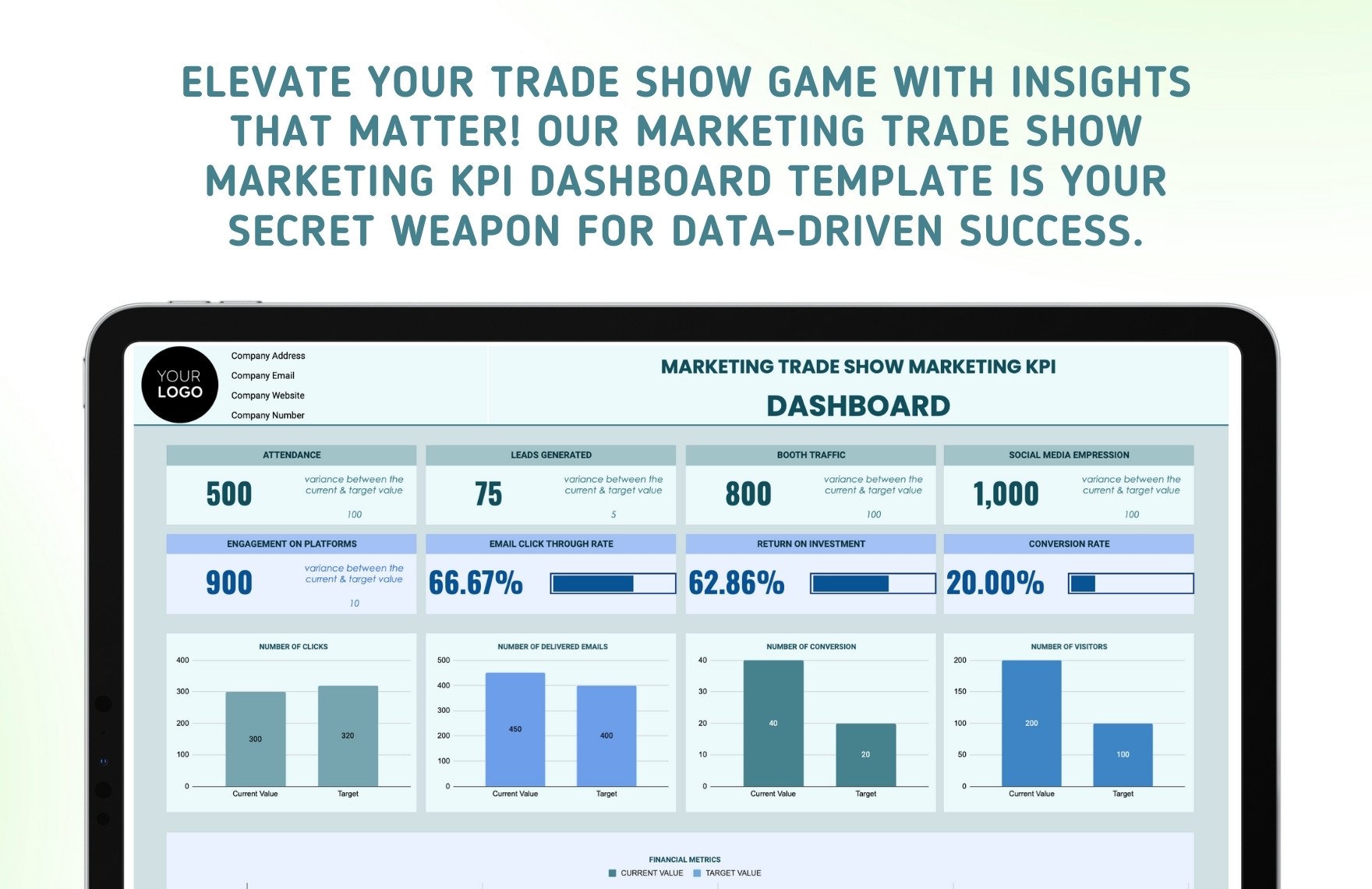 Marketing Trade Show Marketing KPI Dashboard Template