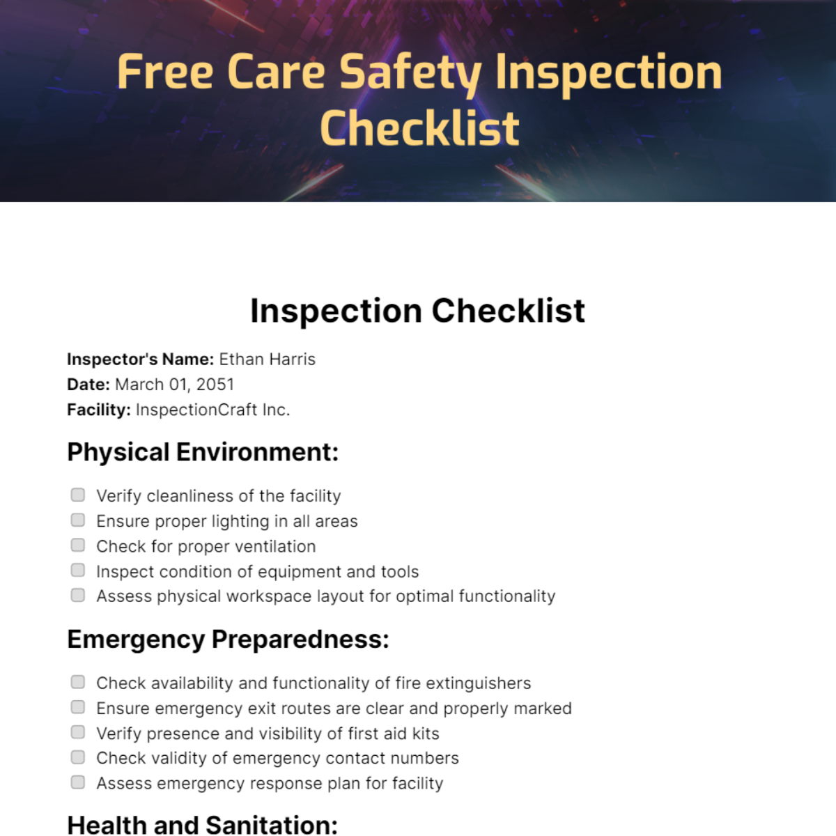 FREE Inspection Checklist - Edit Online & Download | Template.net