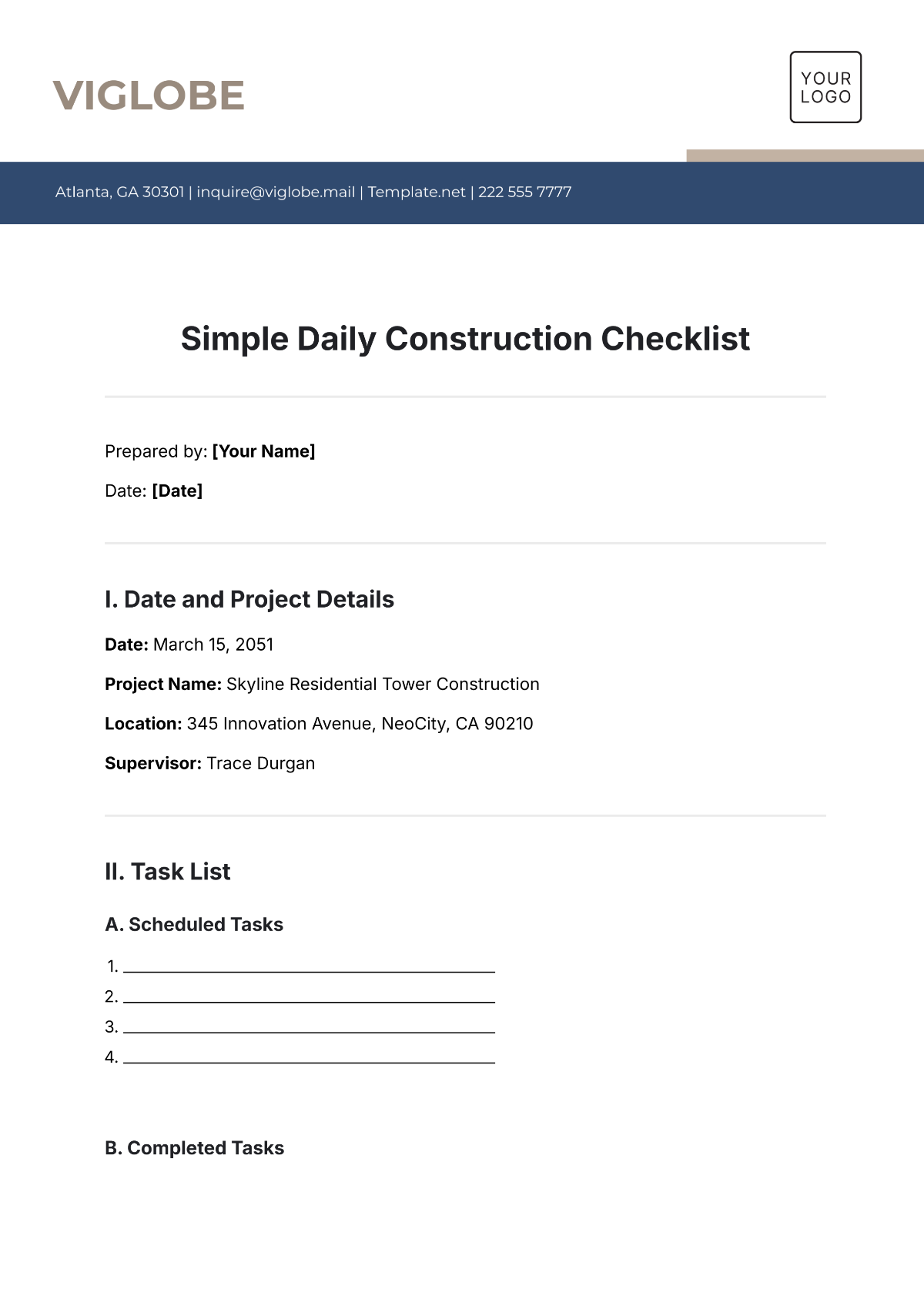 Daily Construction Checklist Template - Edit Online & Download