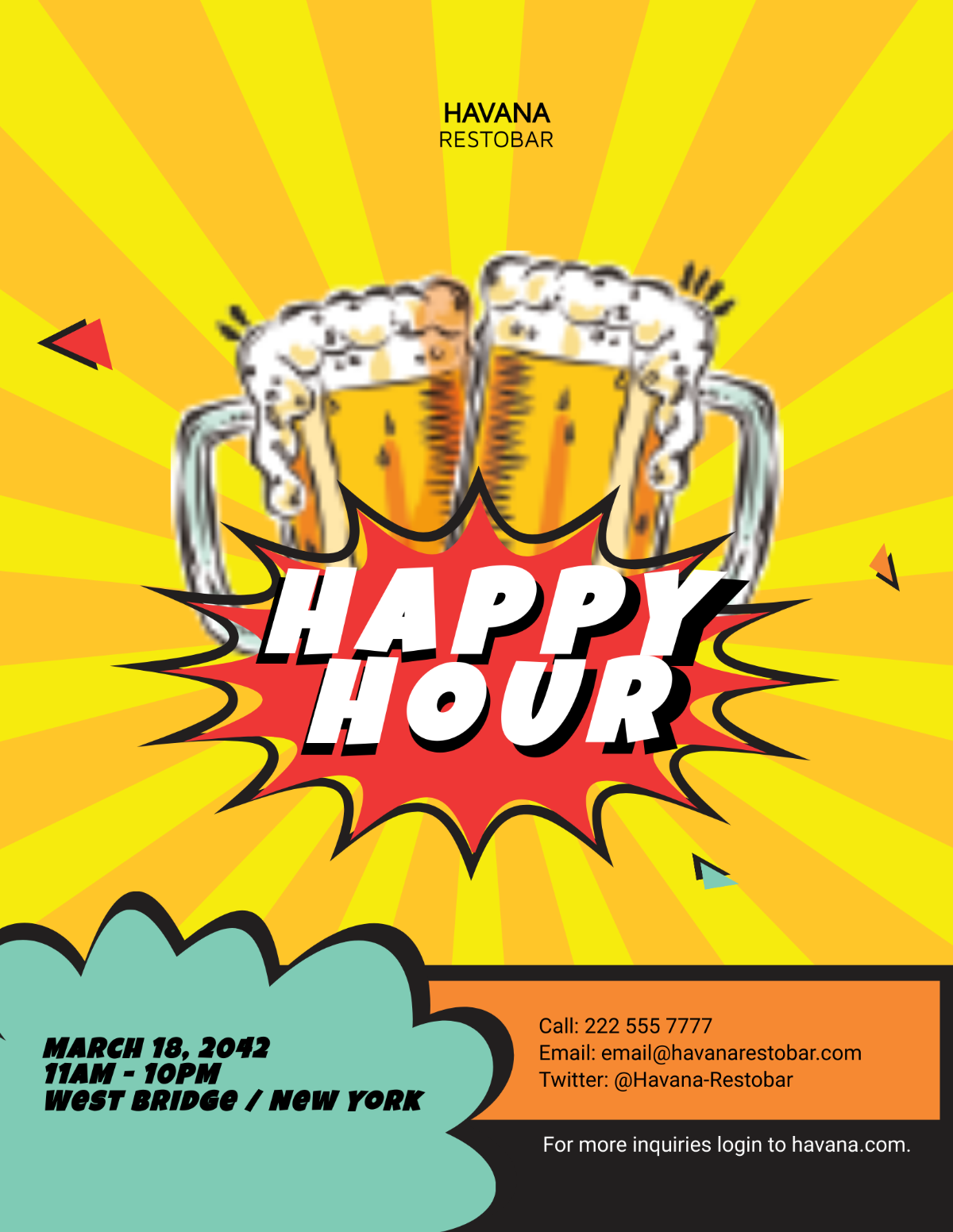 Free Comic Happy Hour Flyer Template