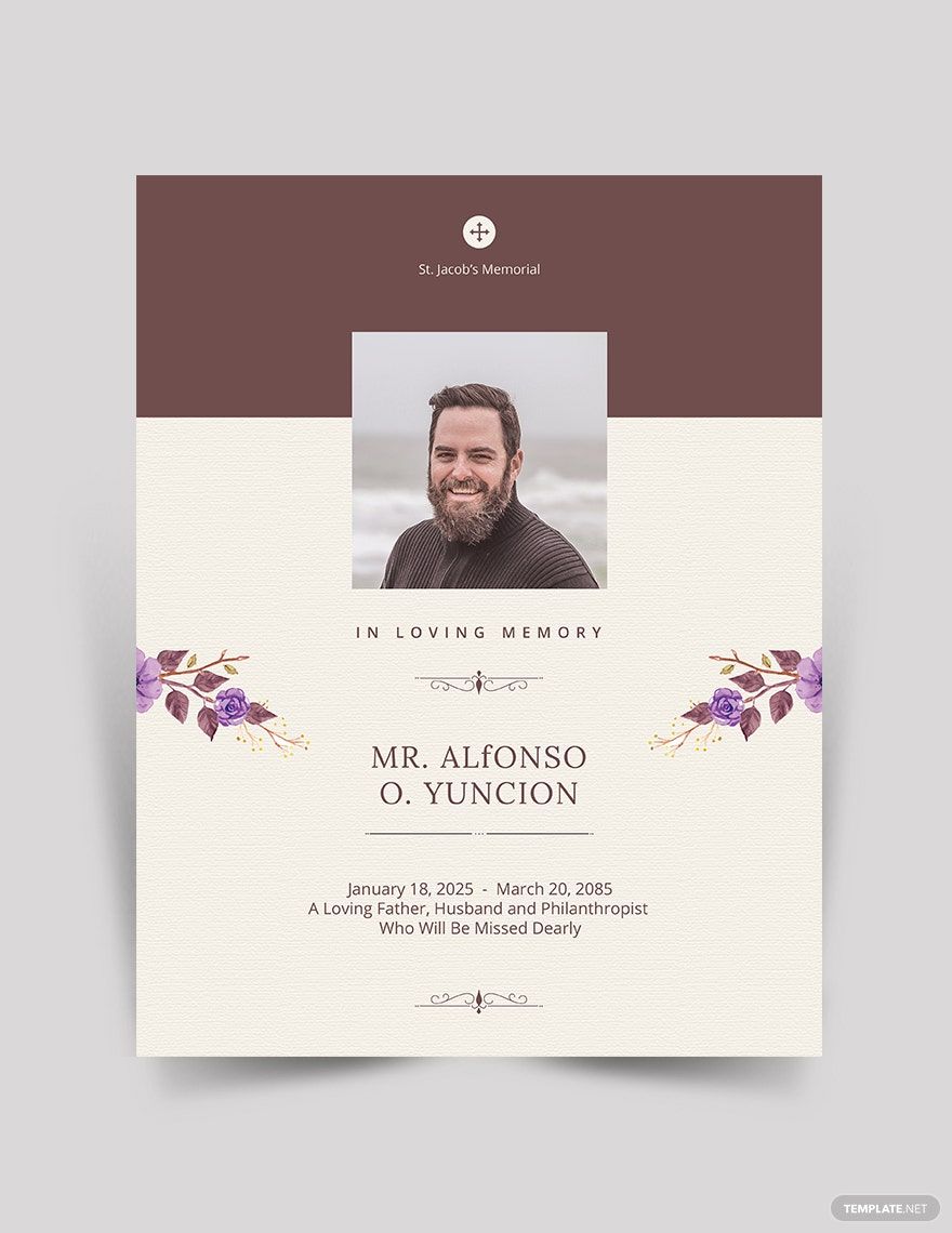 Double Sided Memory Funeral Flyer Template Download In Word 