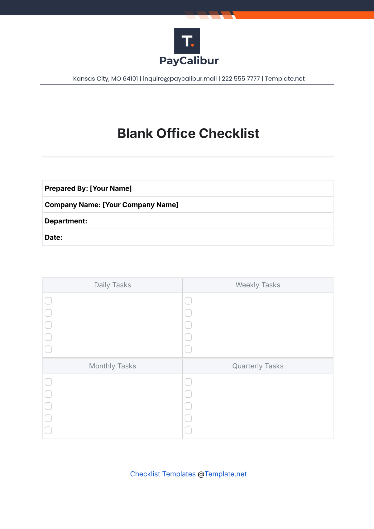 Blank Office Checklist Template - Edit Online & Download