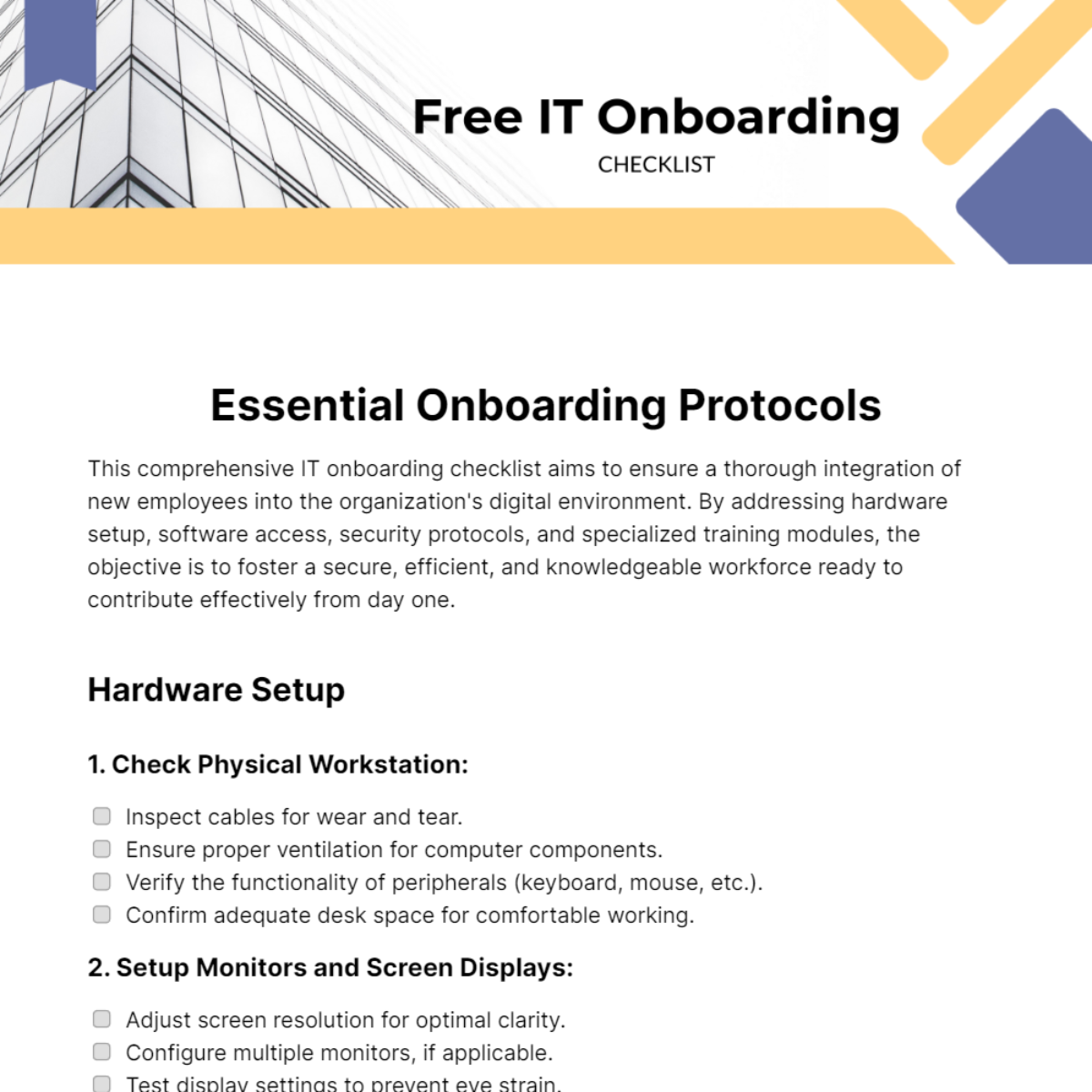 Free IT Onboarding Checklist Template