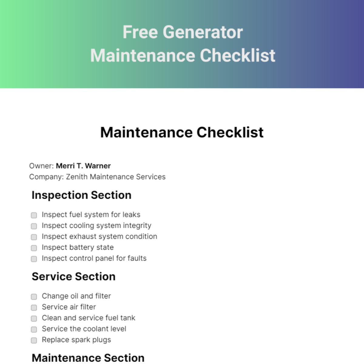 free-maintenance-checklist-templates-examples-edit-online
