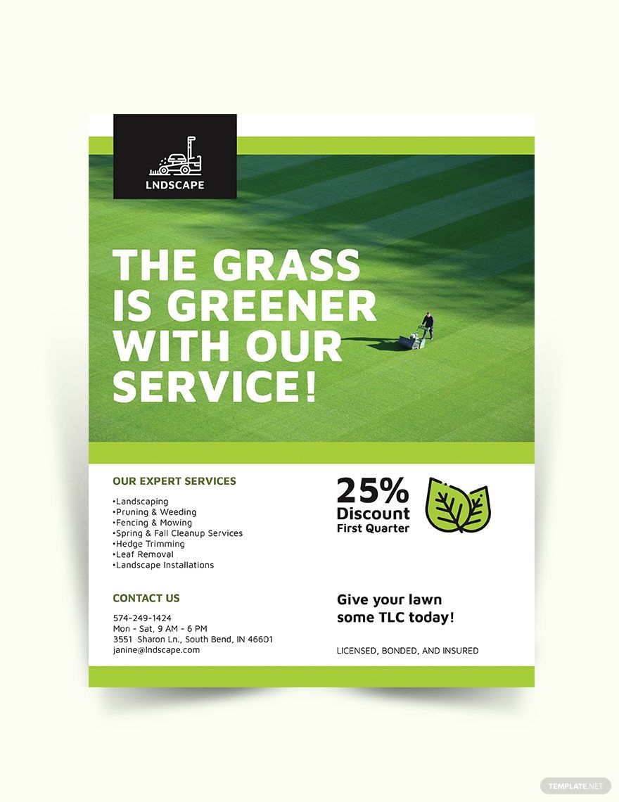 Landscaping Service Flyer Template in Word, Google Docs, Illustrator, PSD, Apple Pages, Publisher, InDesign